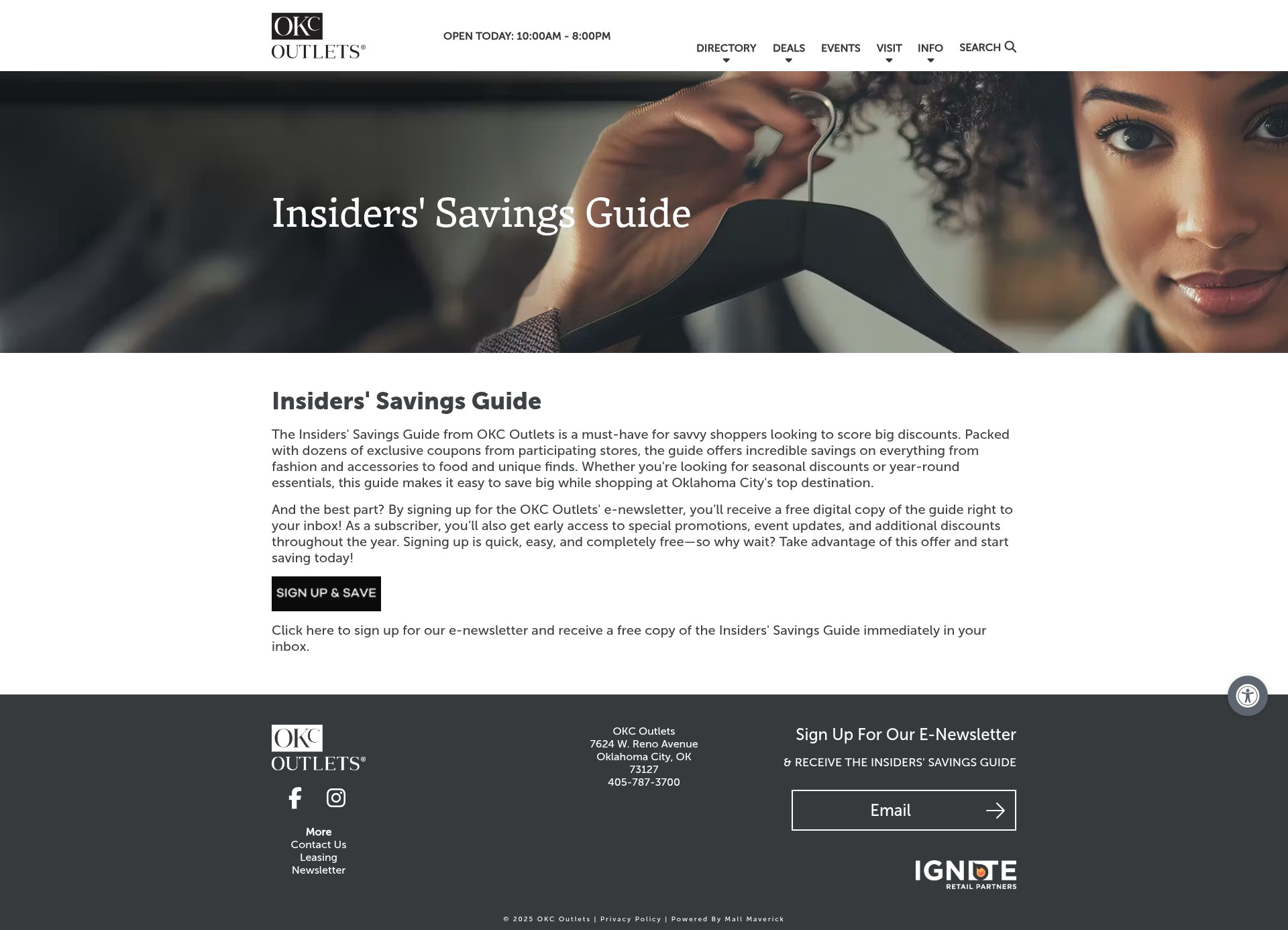 Screenshot of okcoutlets.com