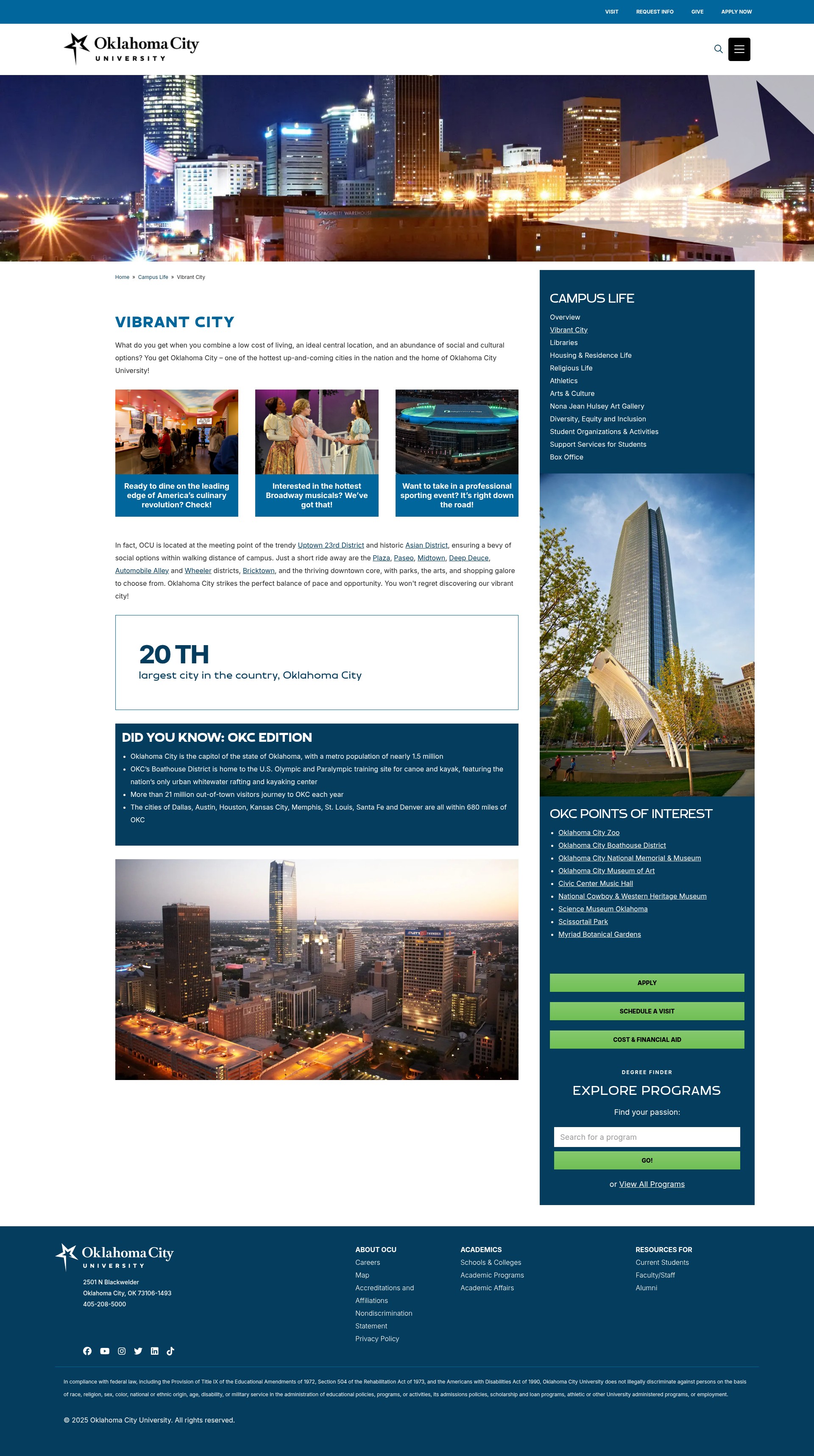 Screenshot of okcu.edu