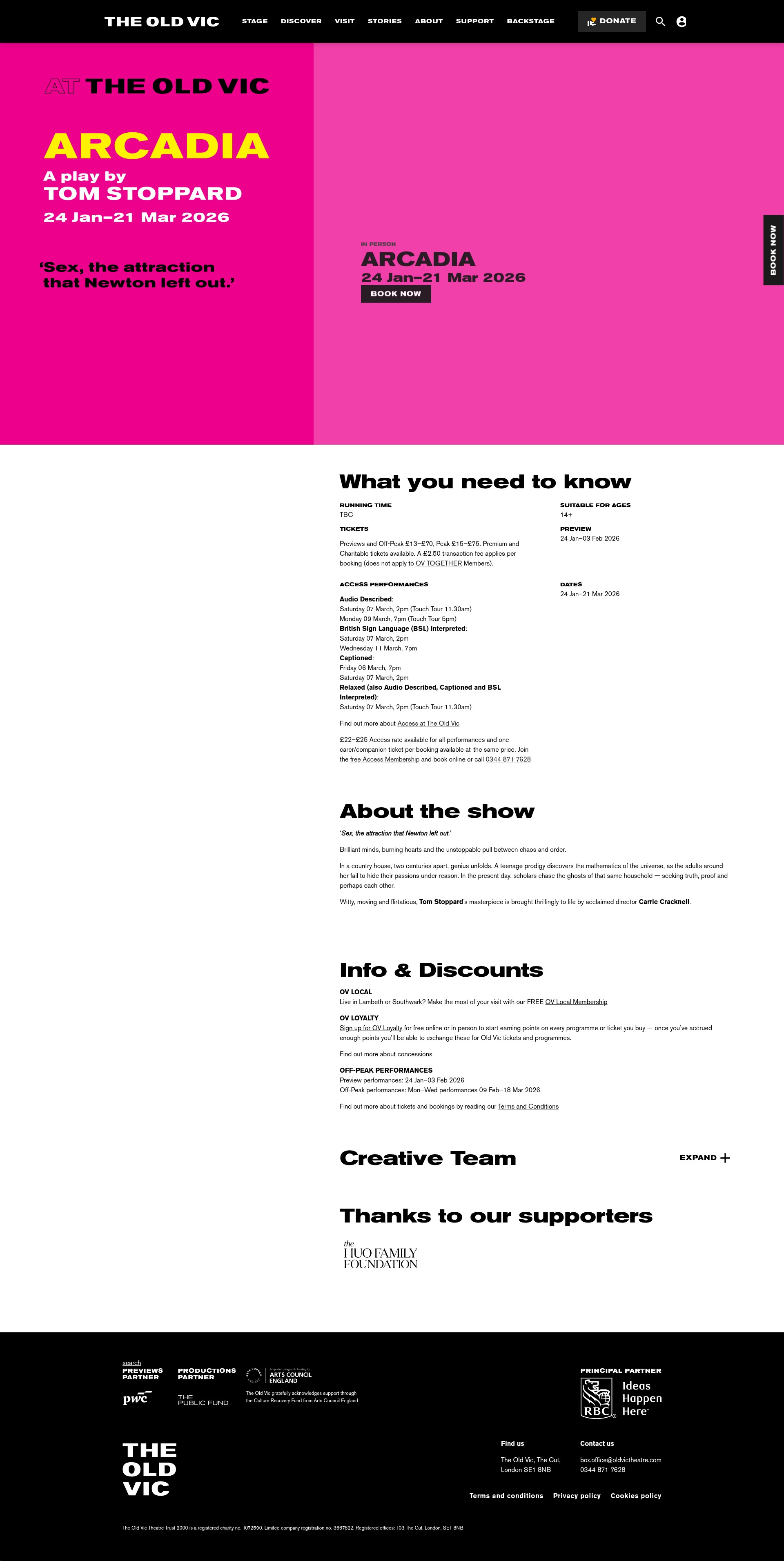 Screenshot of oldvictheatre.com