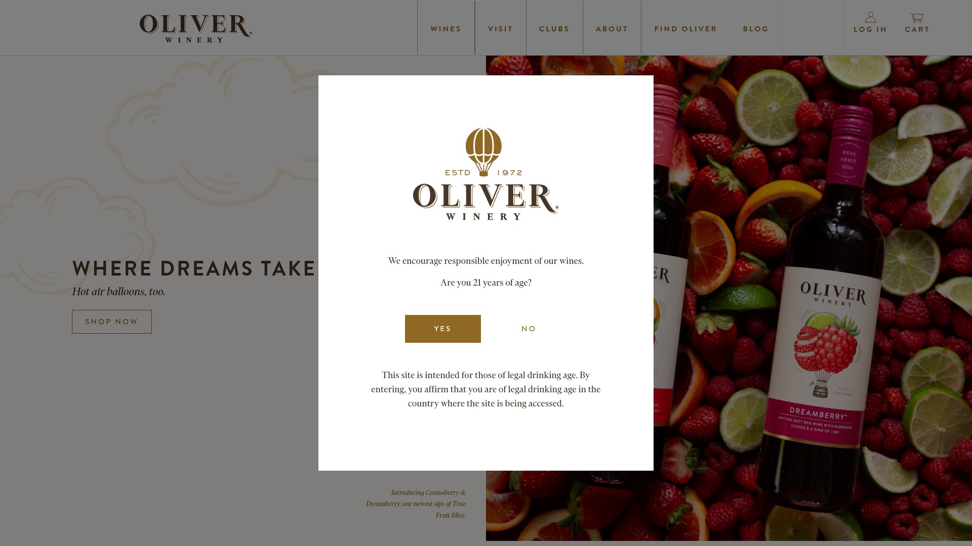 Screenshot of oliverwinery.com
