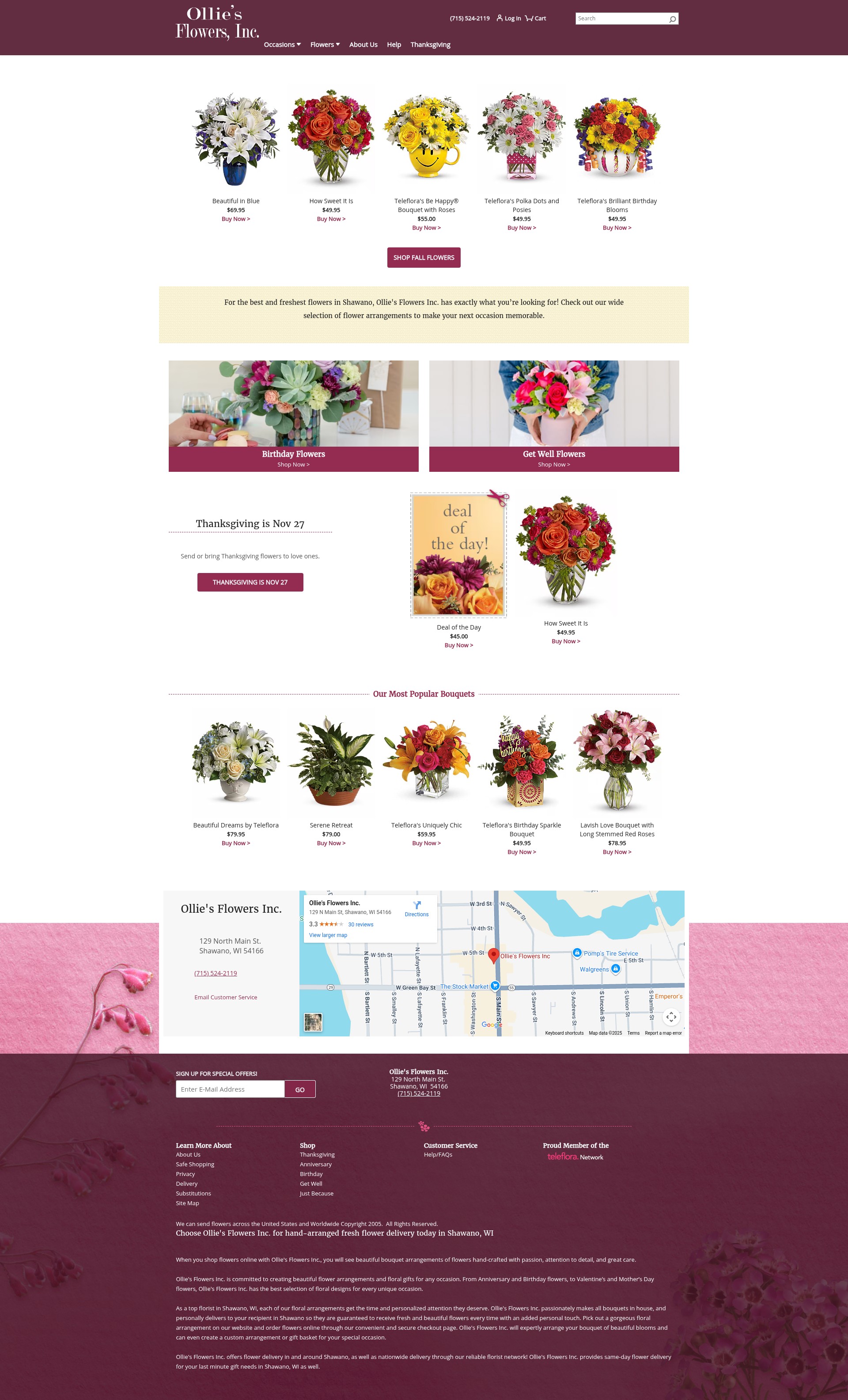 Screenshot of olliesflowers.com