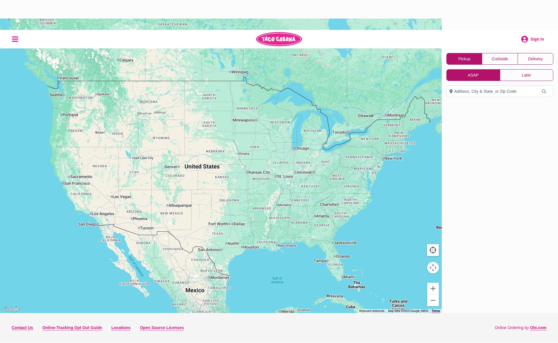 Screenshot of olo.tacocabana.com