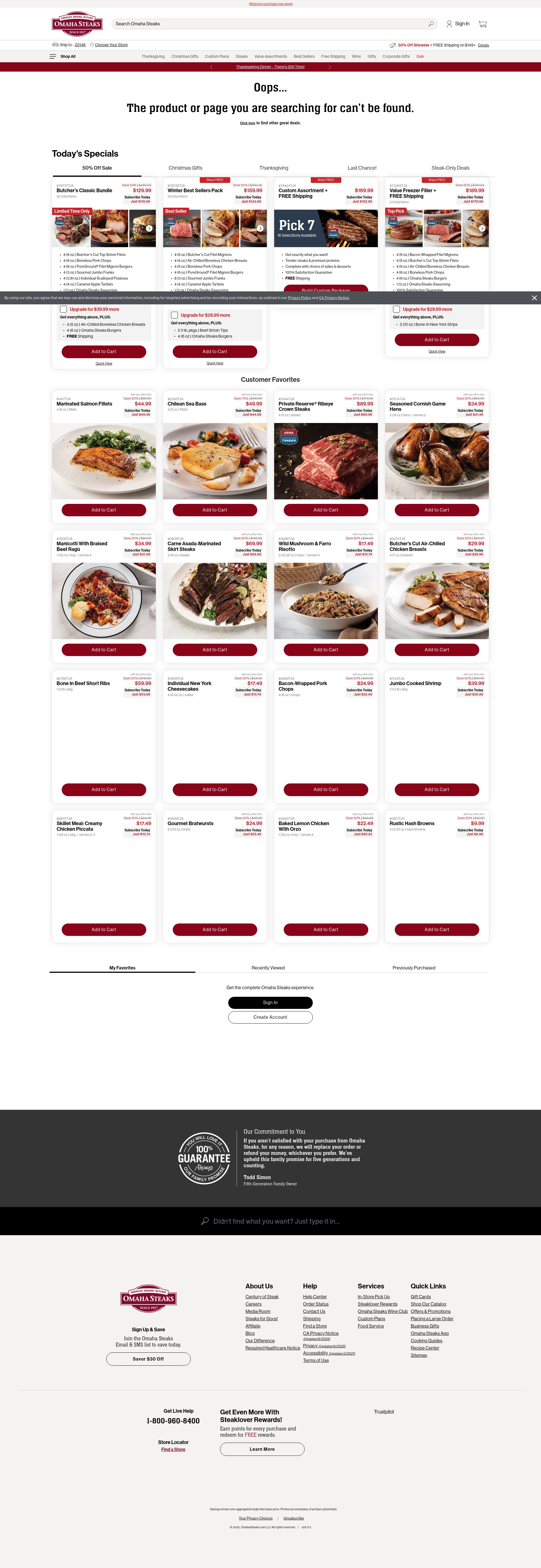 Screenshot of omahasteaks.com