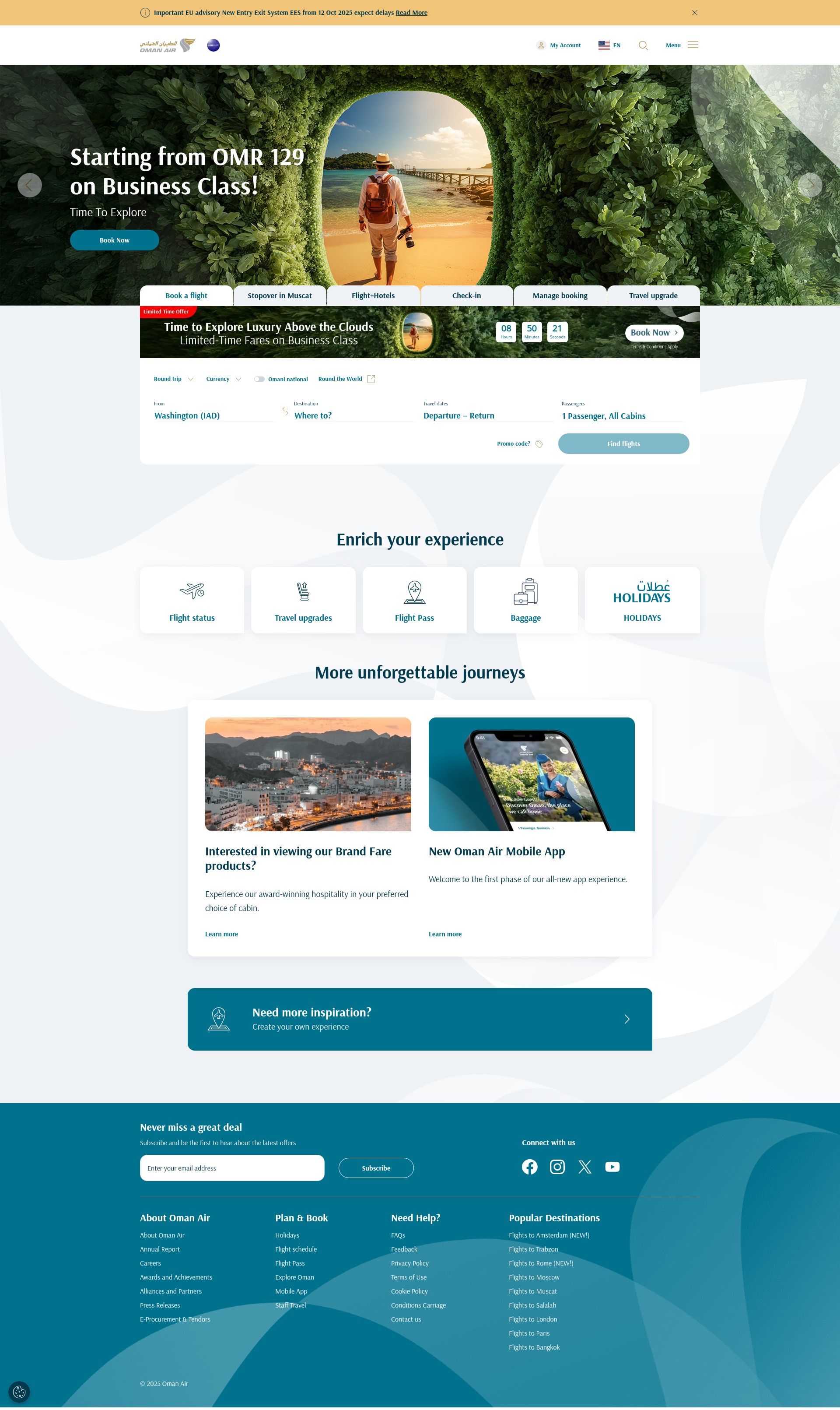 Screenshot of omanair.com