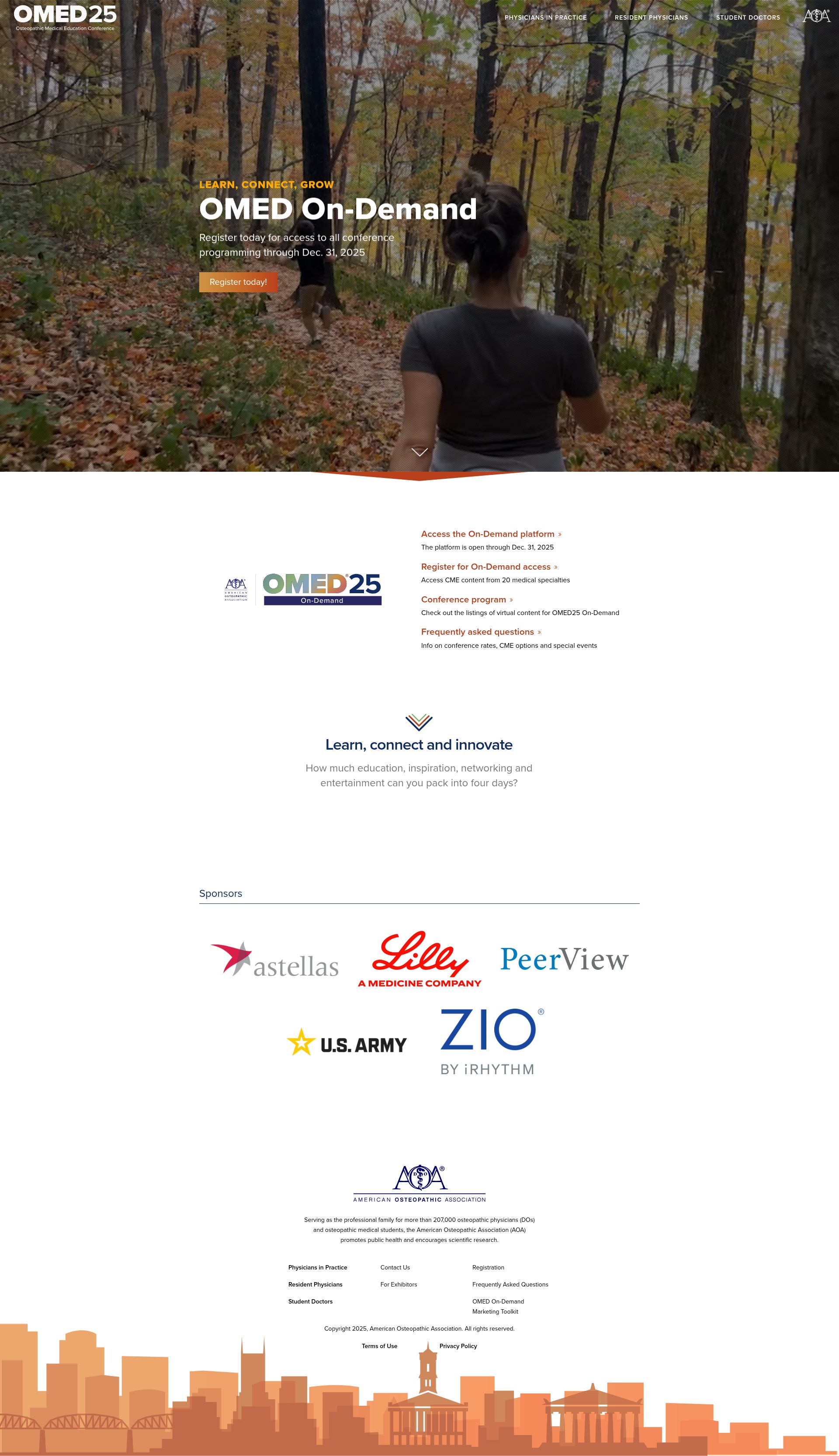Screenshot of omed.osteopathic.org