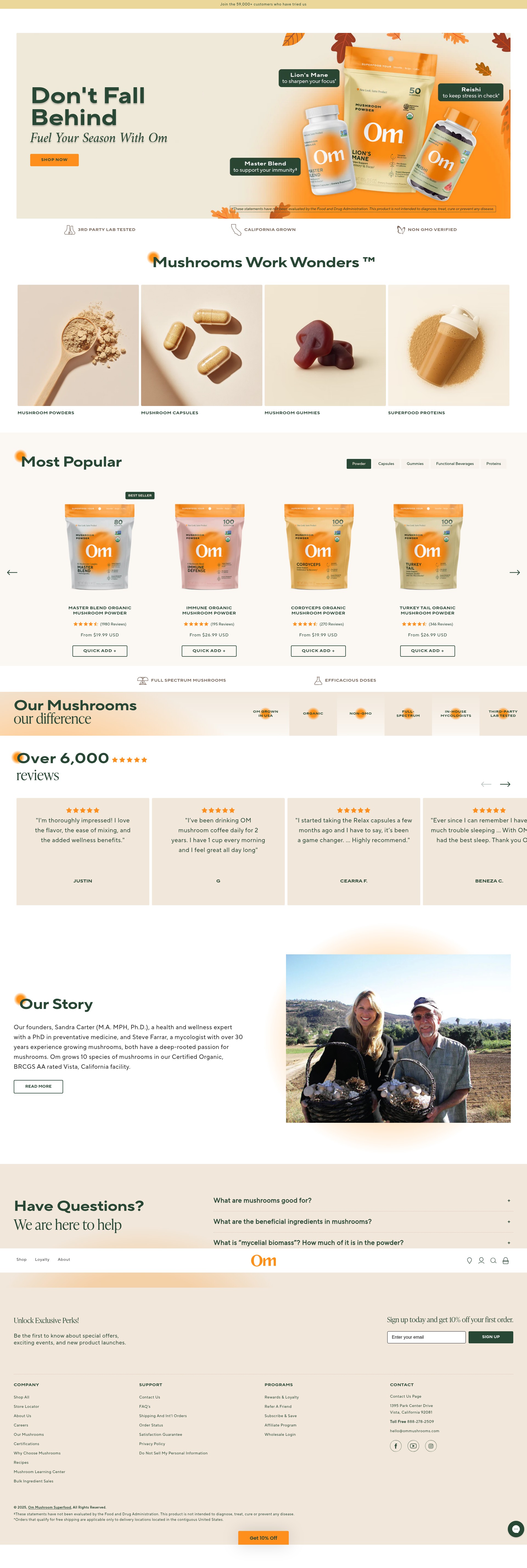 Screenshot of ommushrooms.com