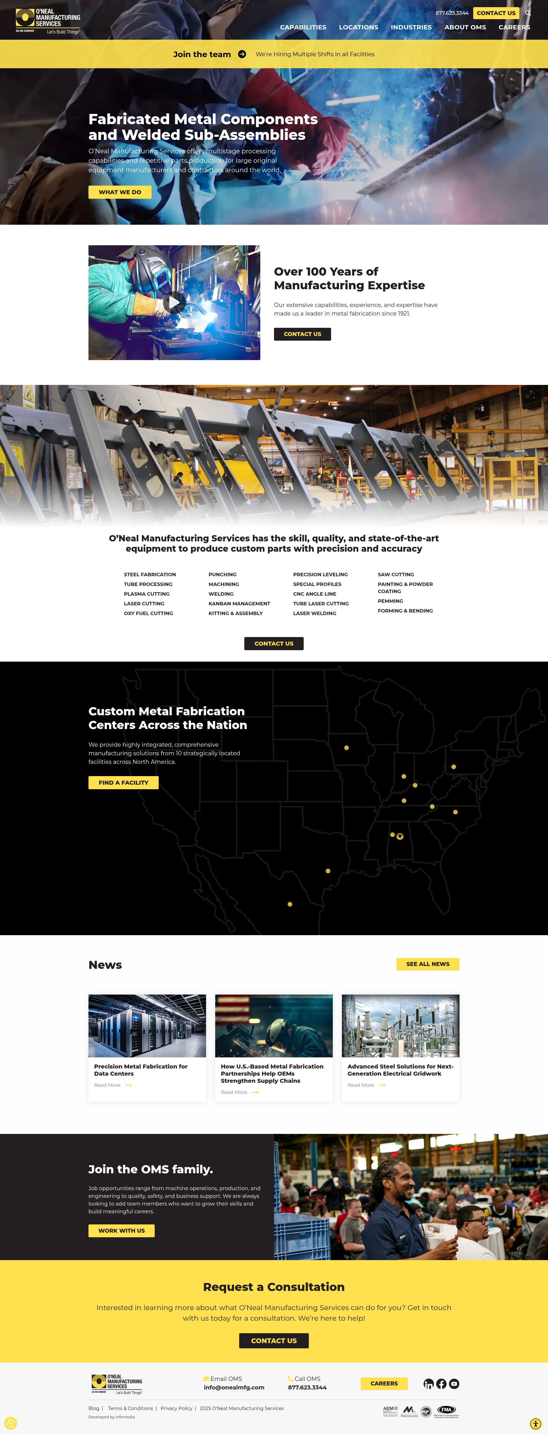 Screenshot of onealmfgservices.com