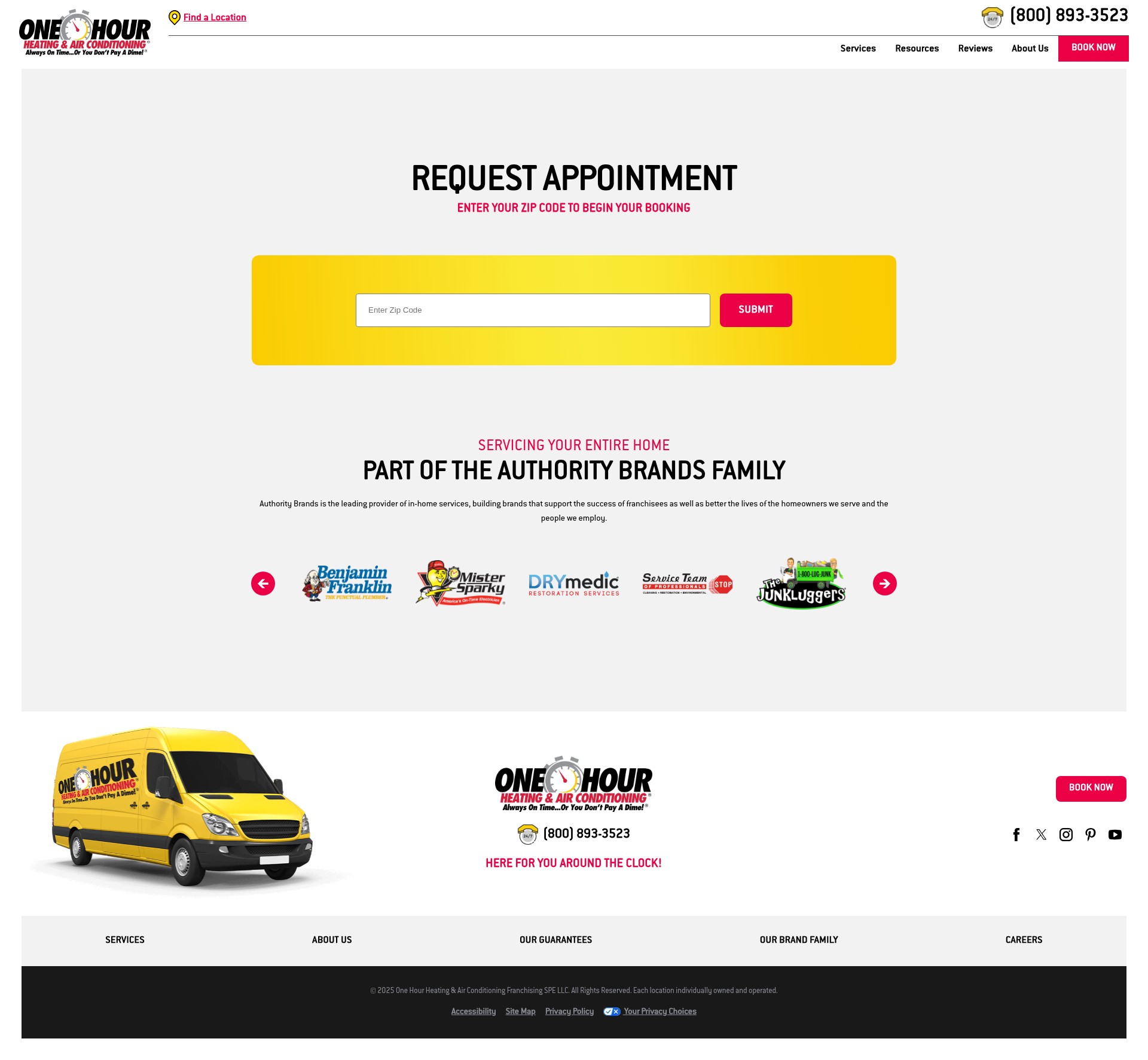 Screenshot of onehourheatandair.com