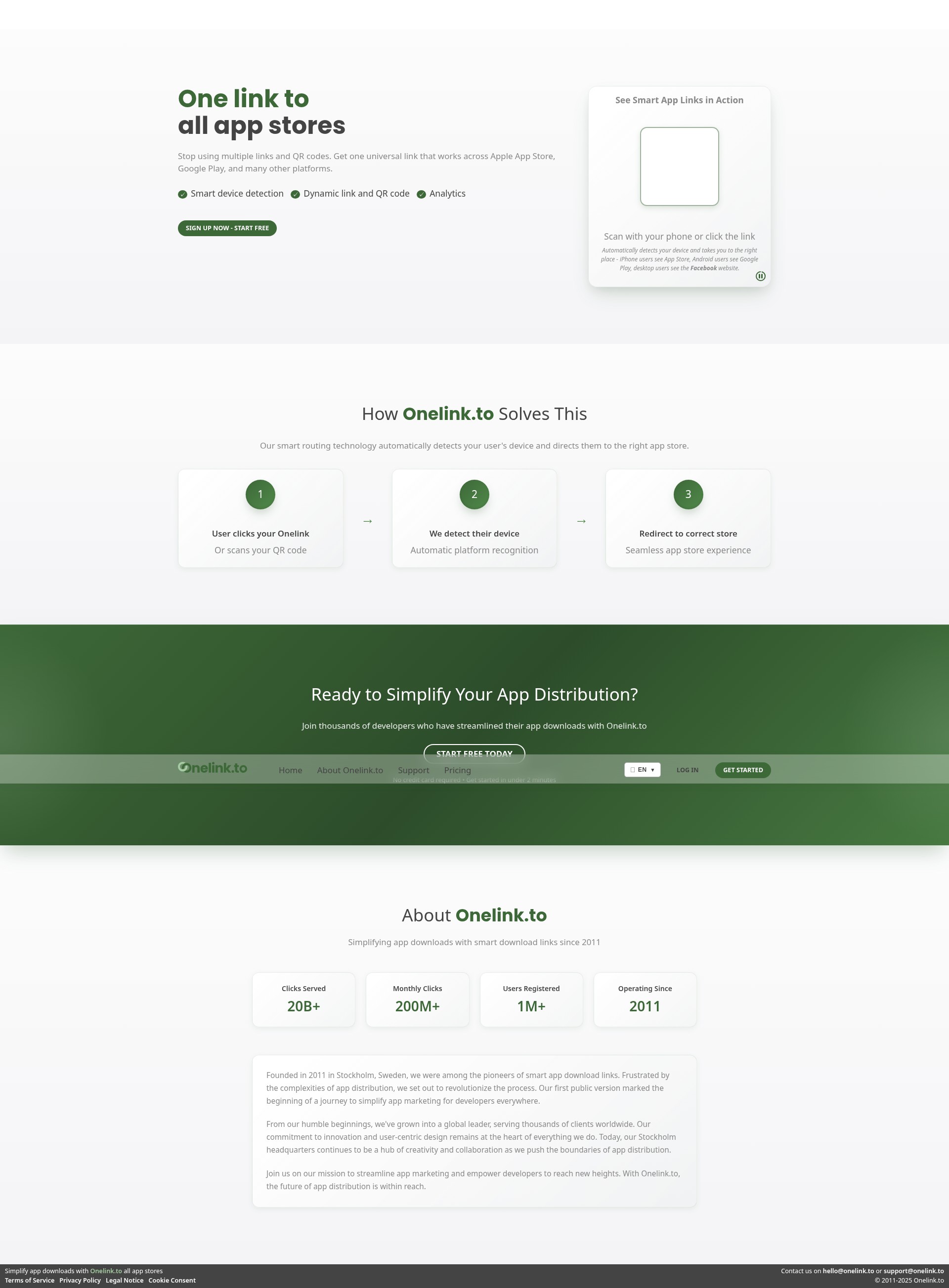 Screenshot of onelink.to