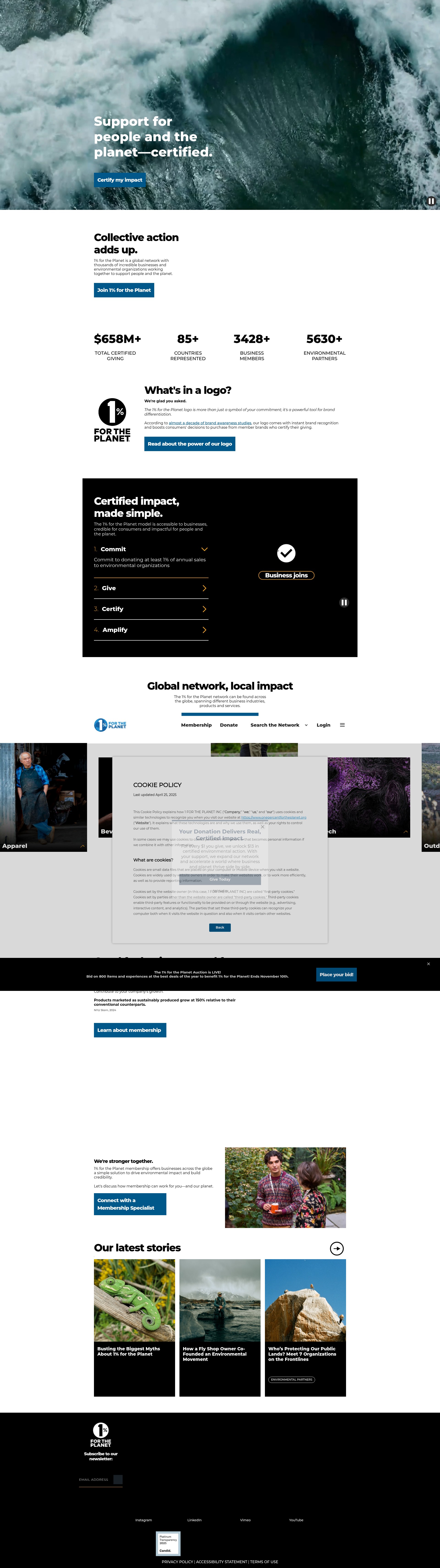 Screenshot of onepercentfortheplanet.org