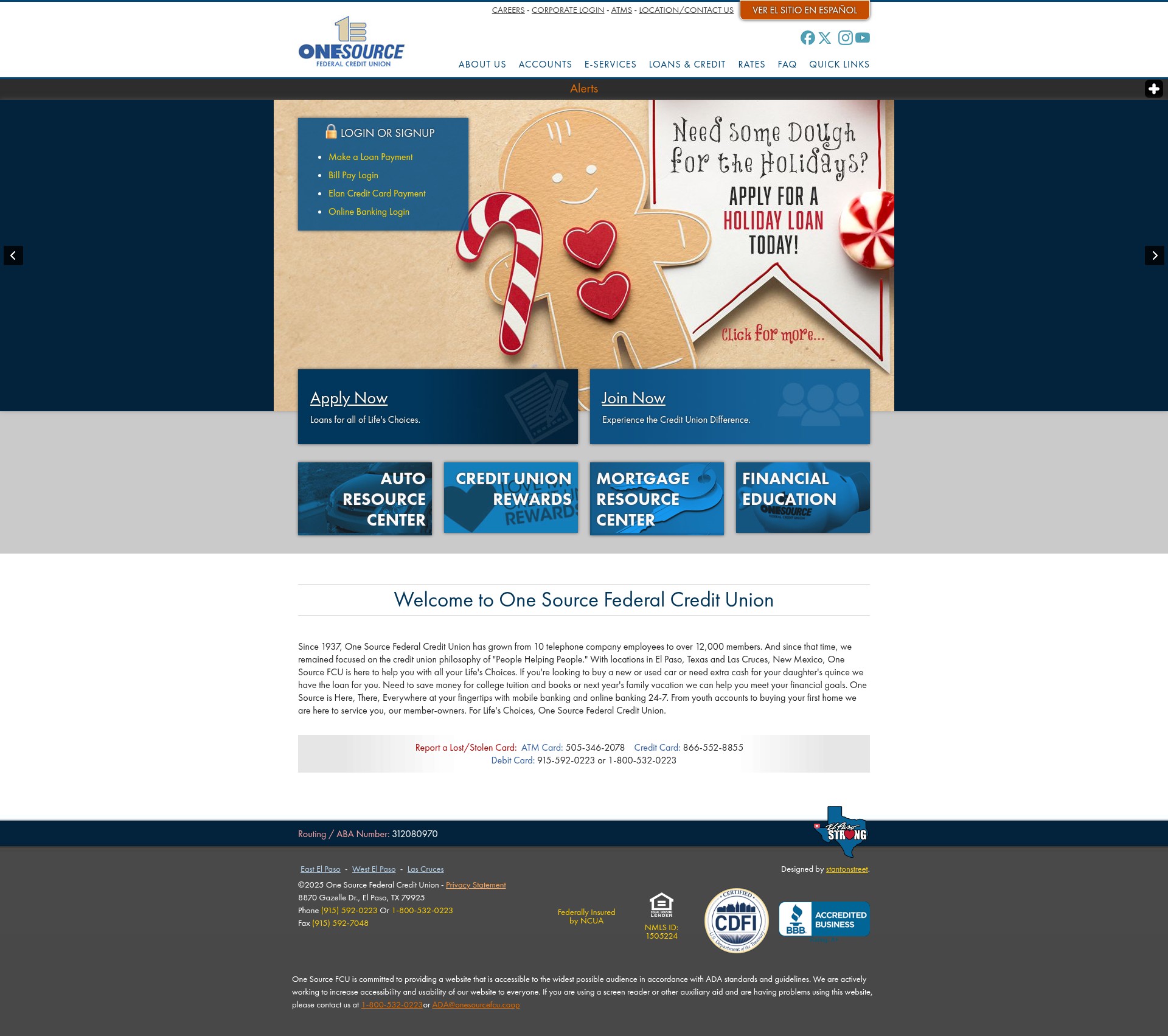 Screenshot of onesourcefcu.org