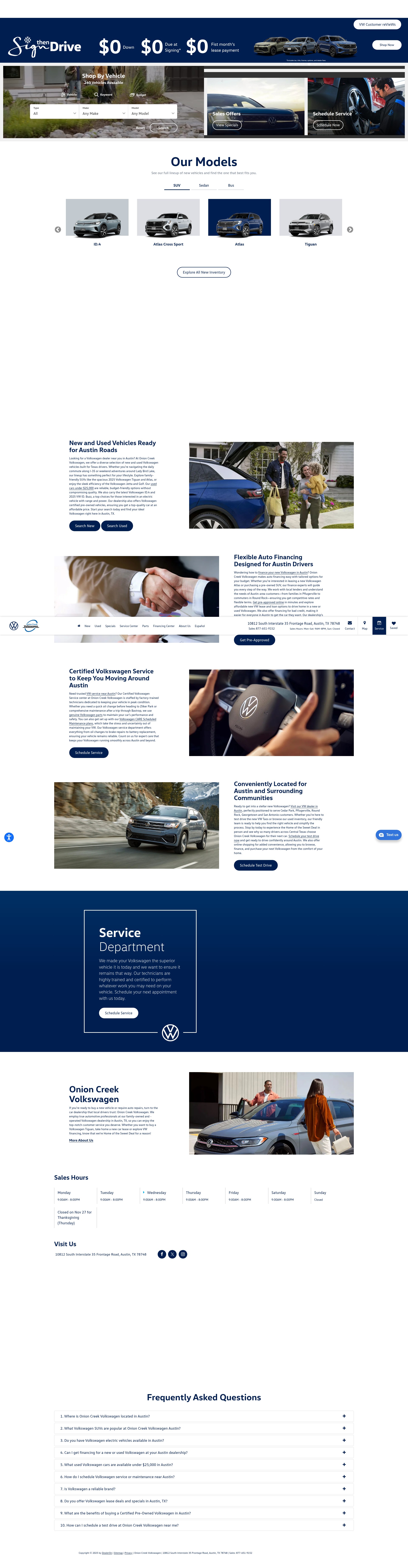 Screenshot of onioncreekvw.com