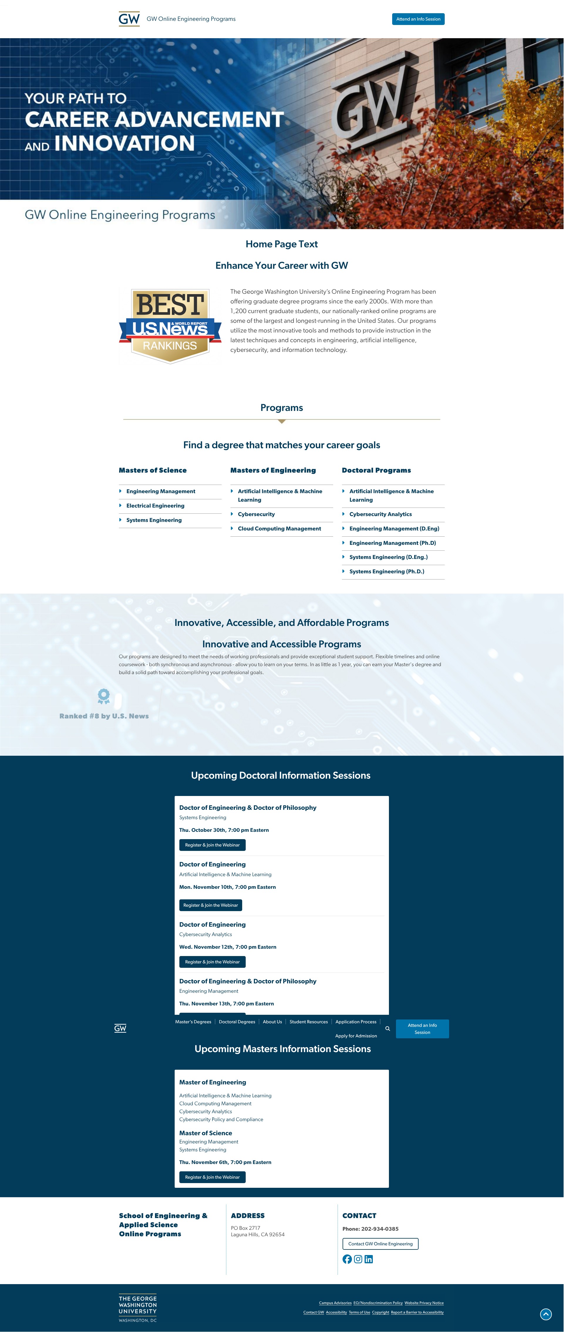 Screenshot of online.engineering.gwu.edu