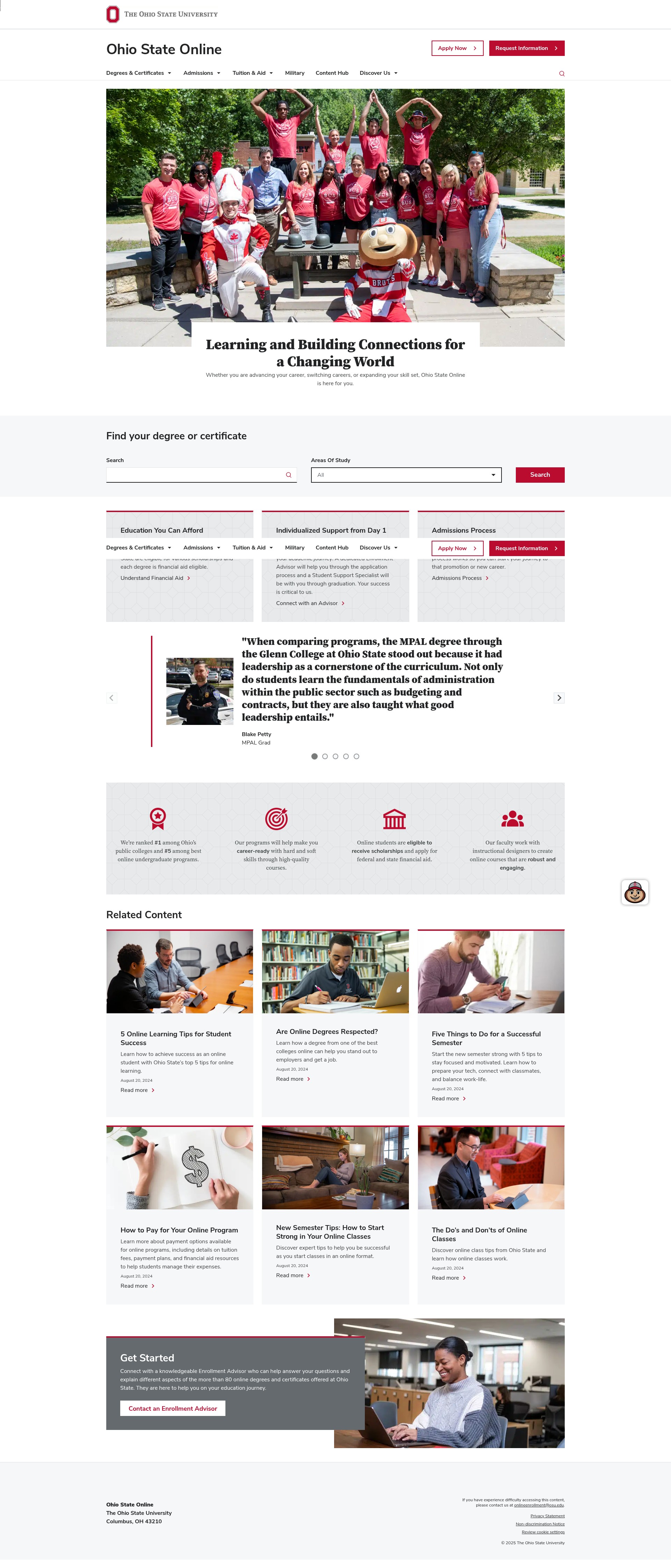 Screenshot of online.osu.edu