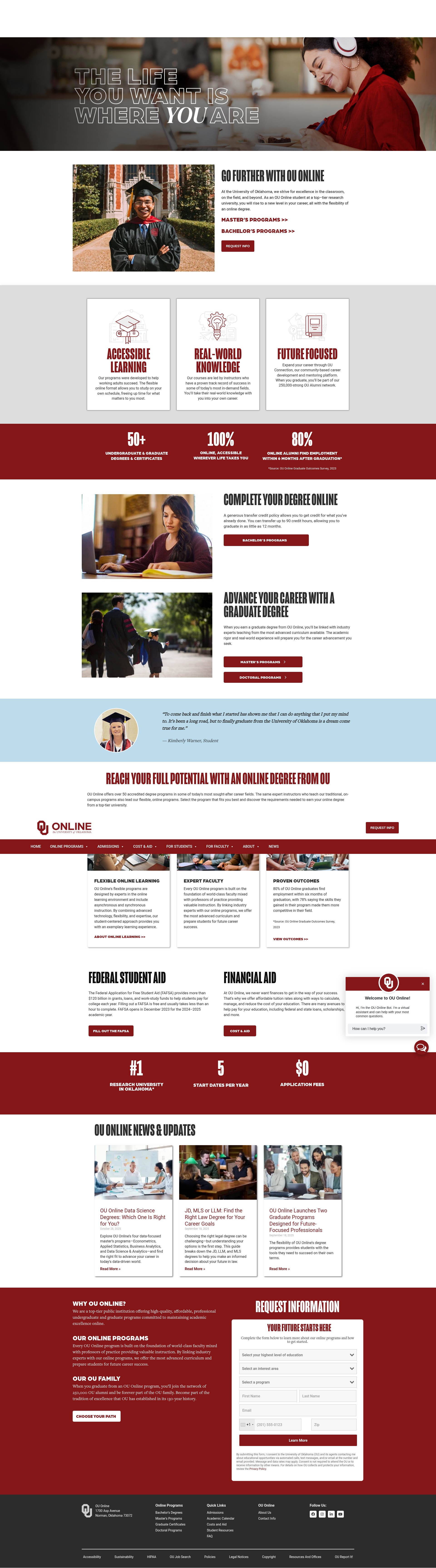 Screenshot of online.ou.edu