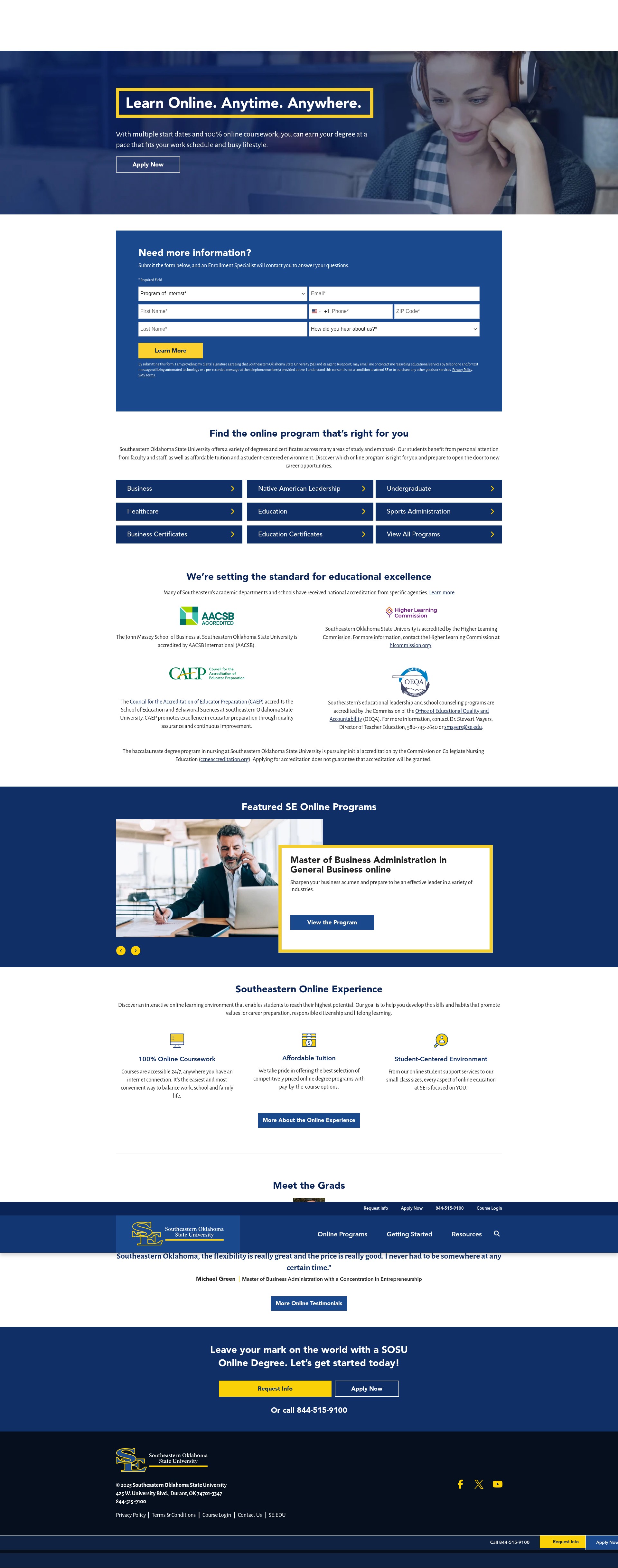 Screenshot of online.se.edu