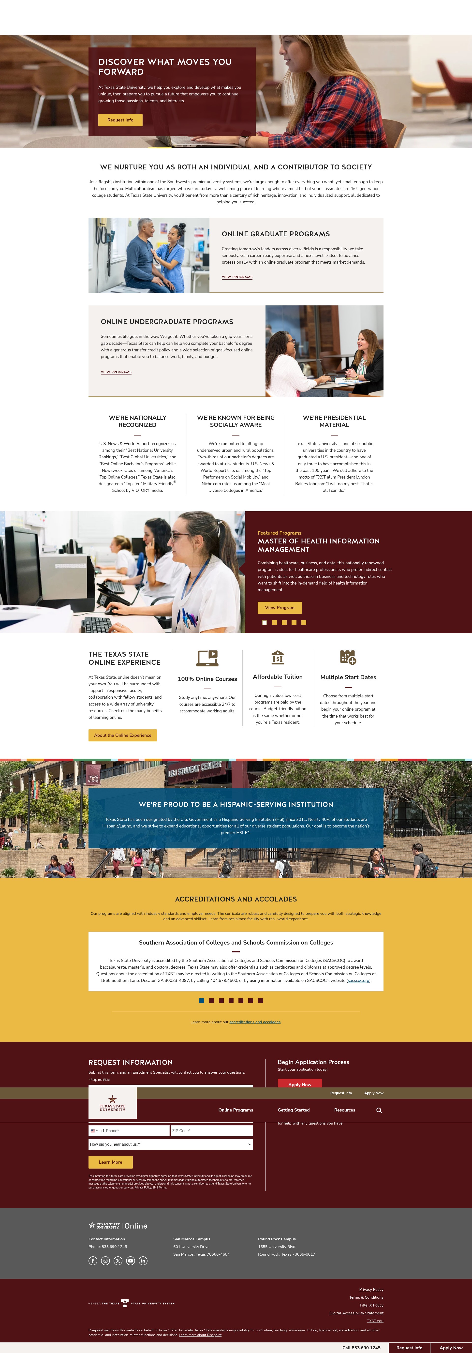 Screenshot of online.txst.edu