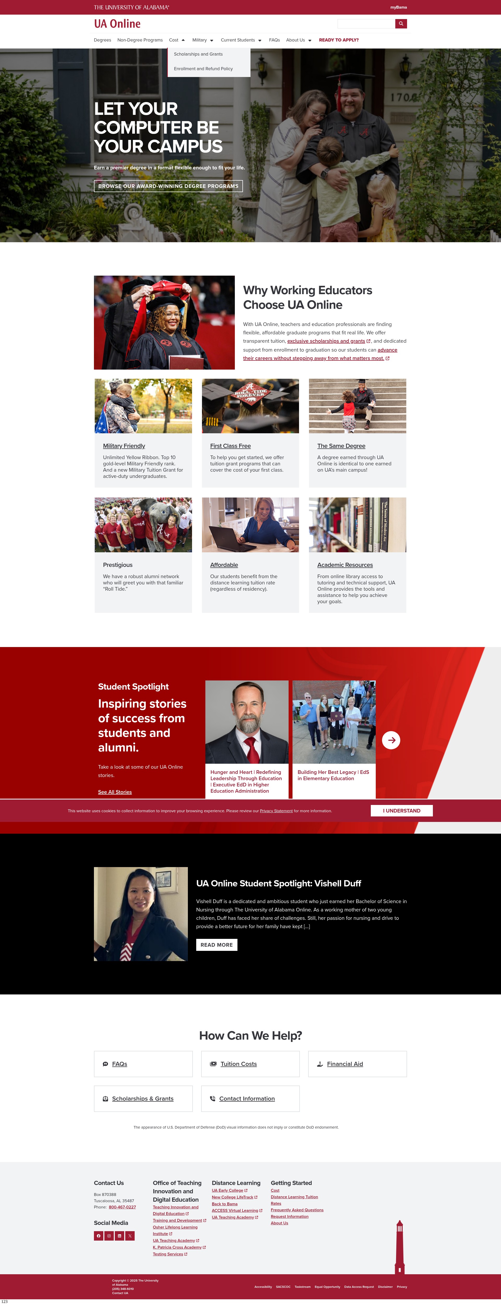 Screenshot of online.ua.edu