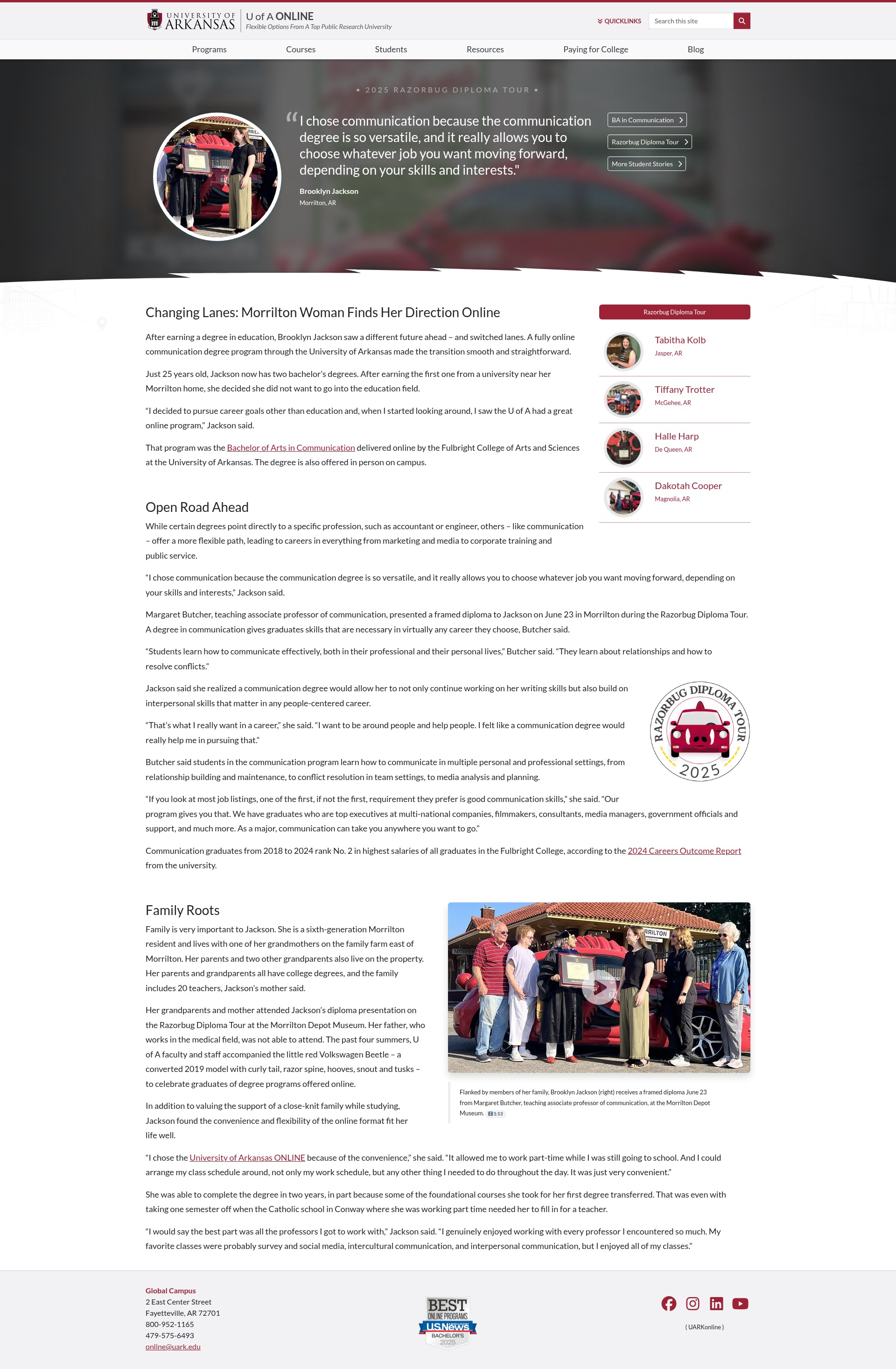 Screenshot of online.uark.edu