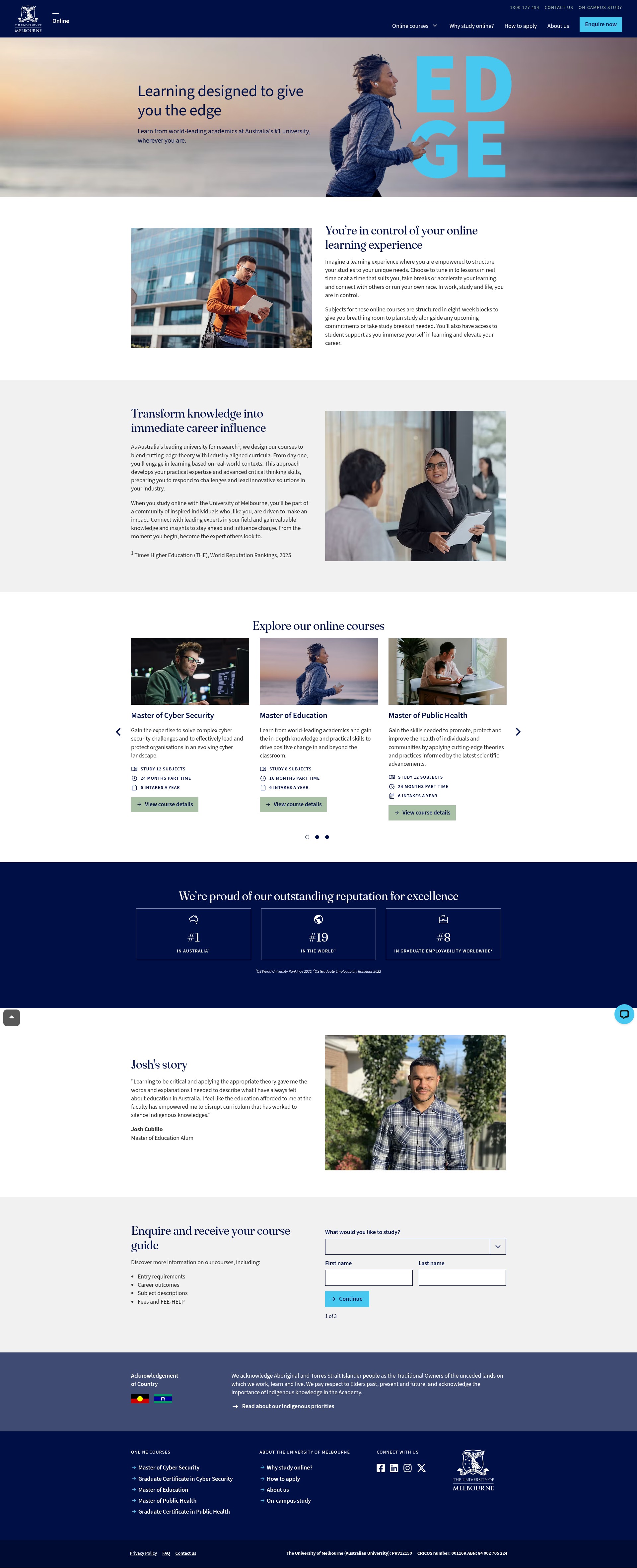 Screenshot of online.unimelb.edu.au