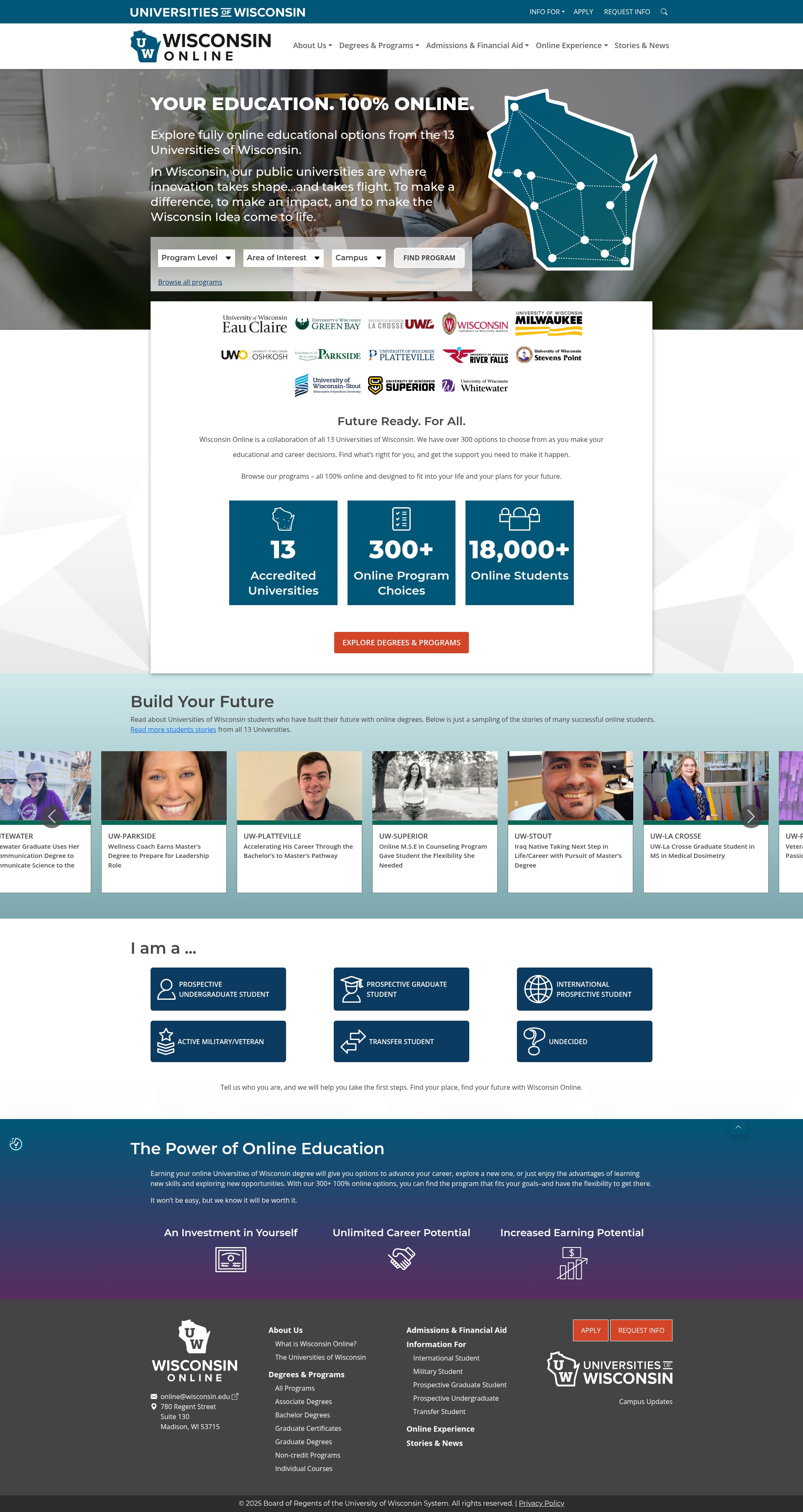 Screenshot of online.wisconsin.edu