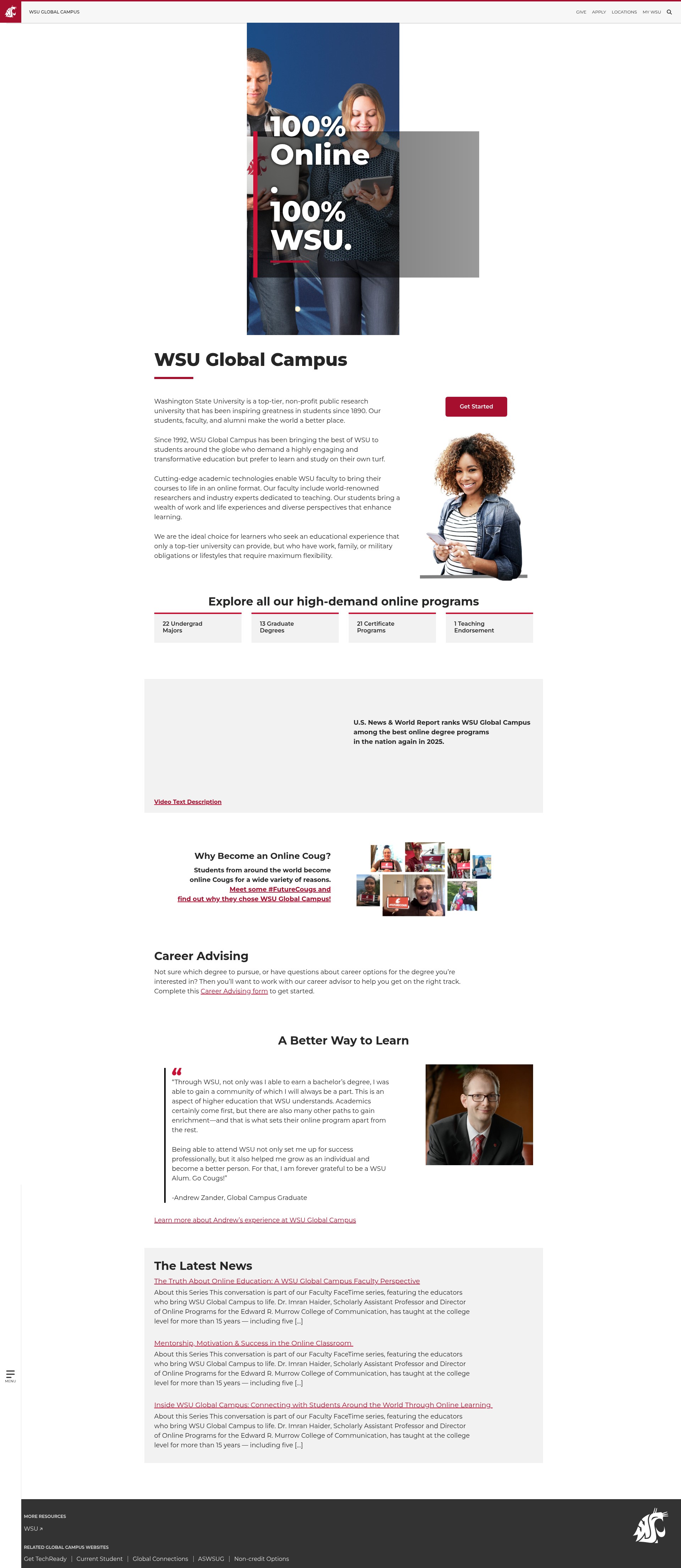 Screenshot of online.wsu.edu