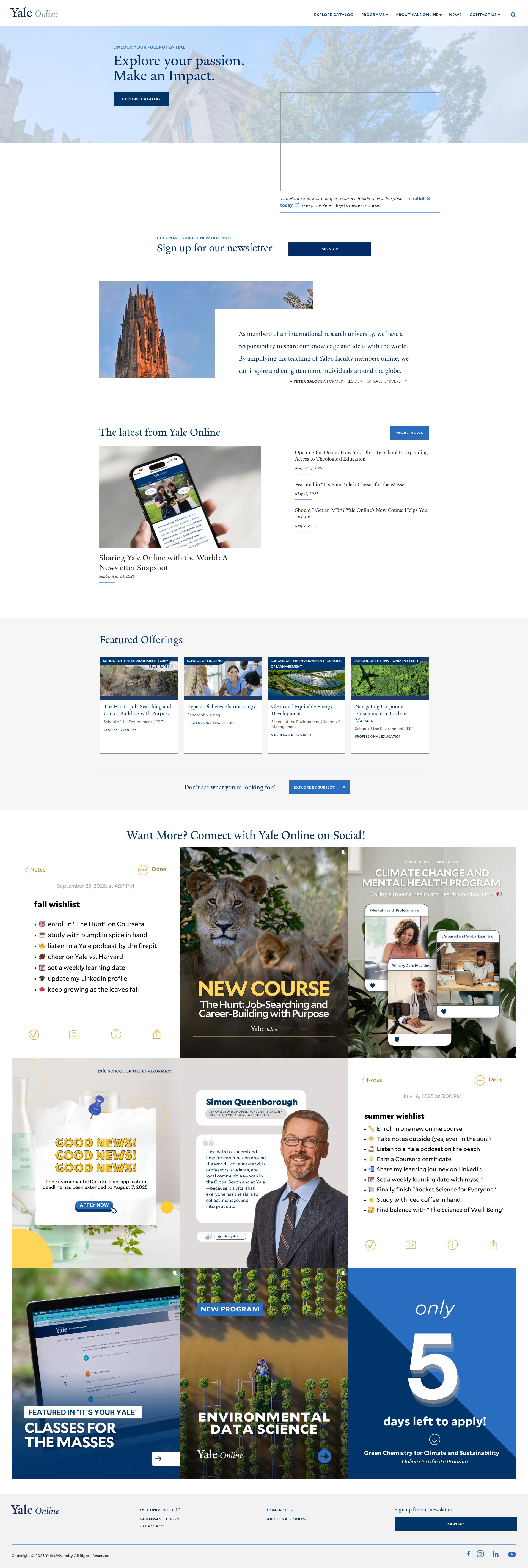 Screenshot of online.yale.edu