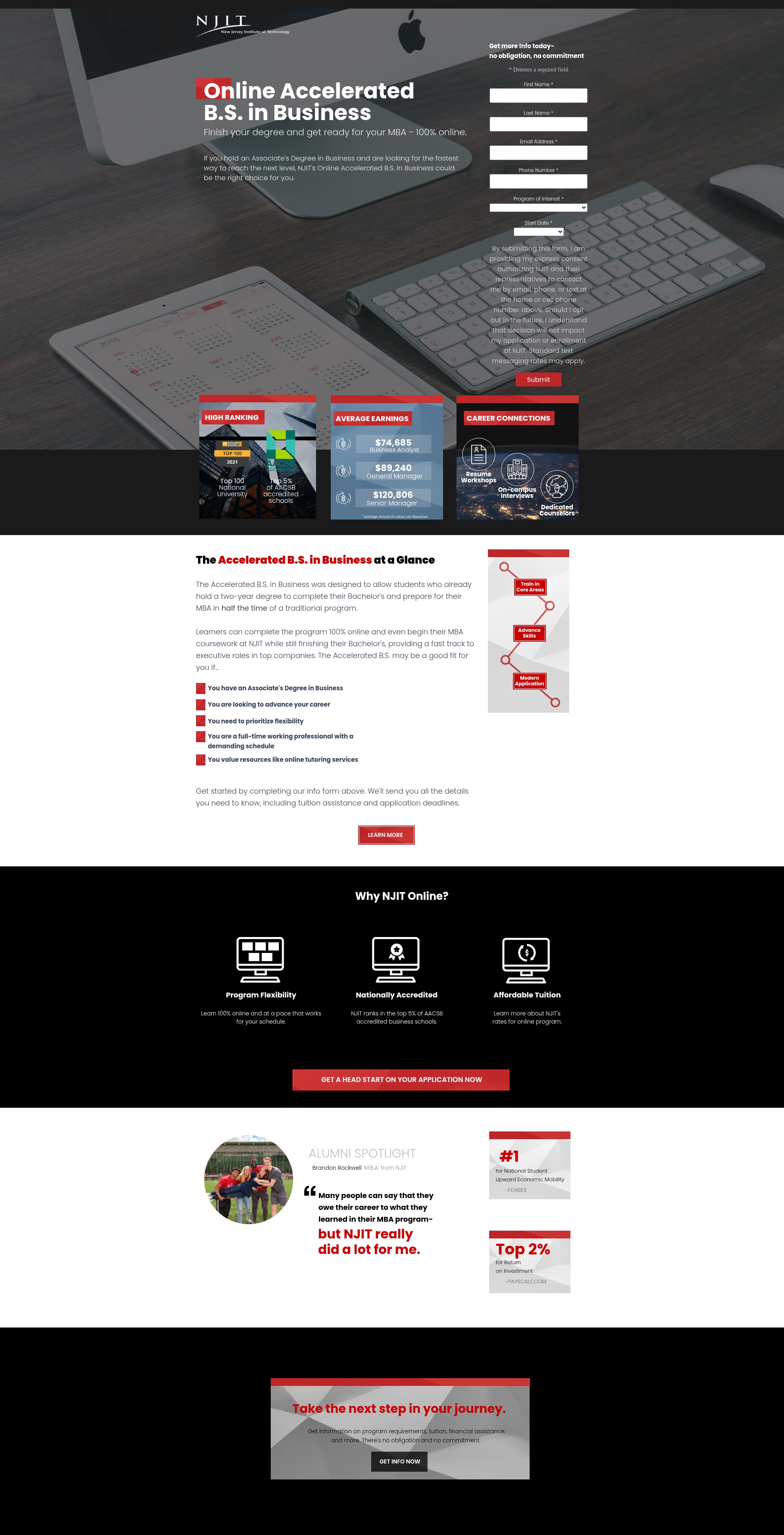 Screenshot of onlinedegrees.njit.edu