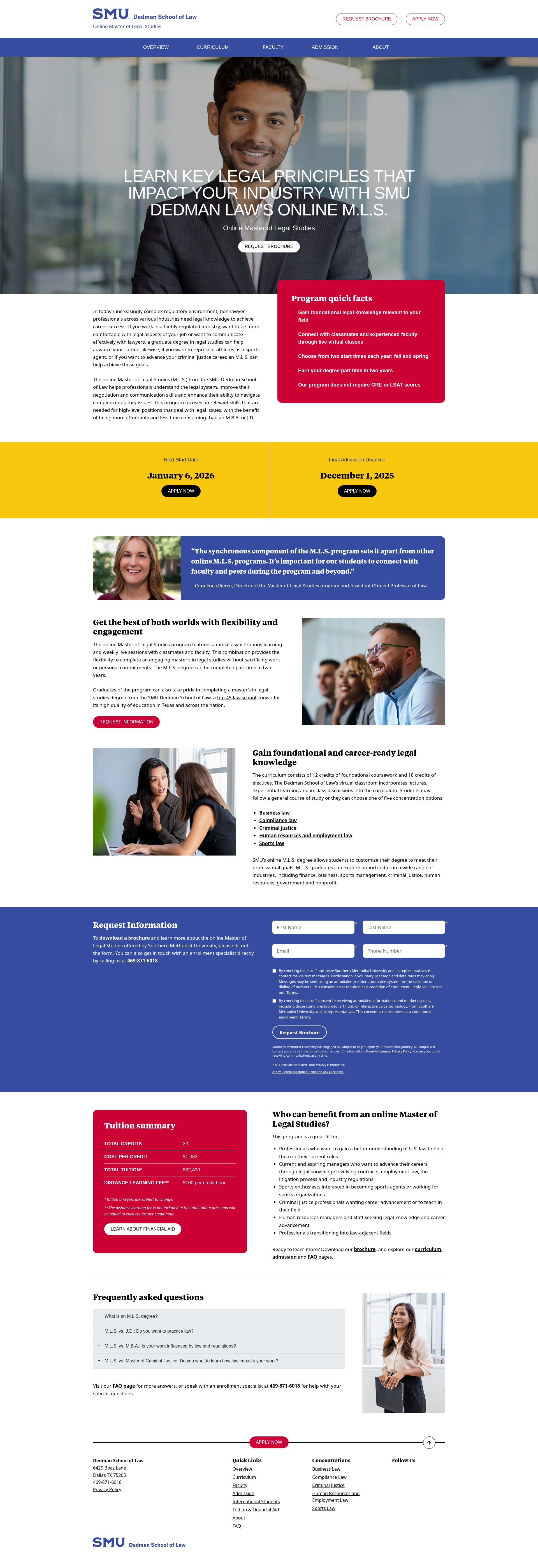 Screenshot of onlinemasterlegalstudies.smu.edu