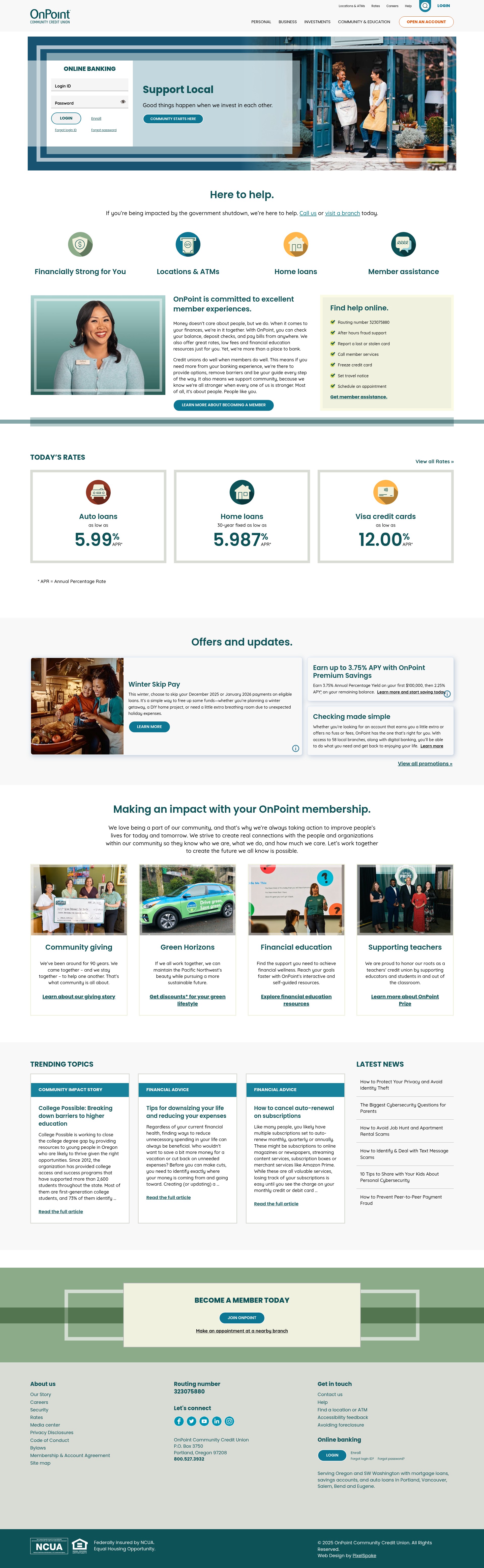 Screenshot of onpointcu.com