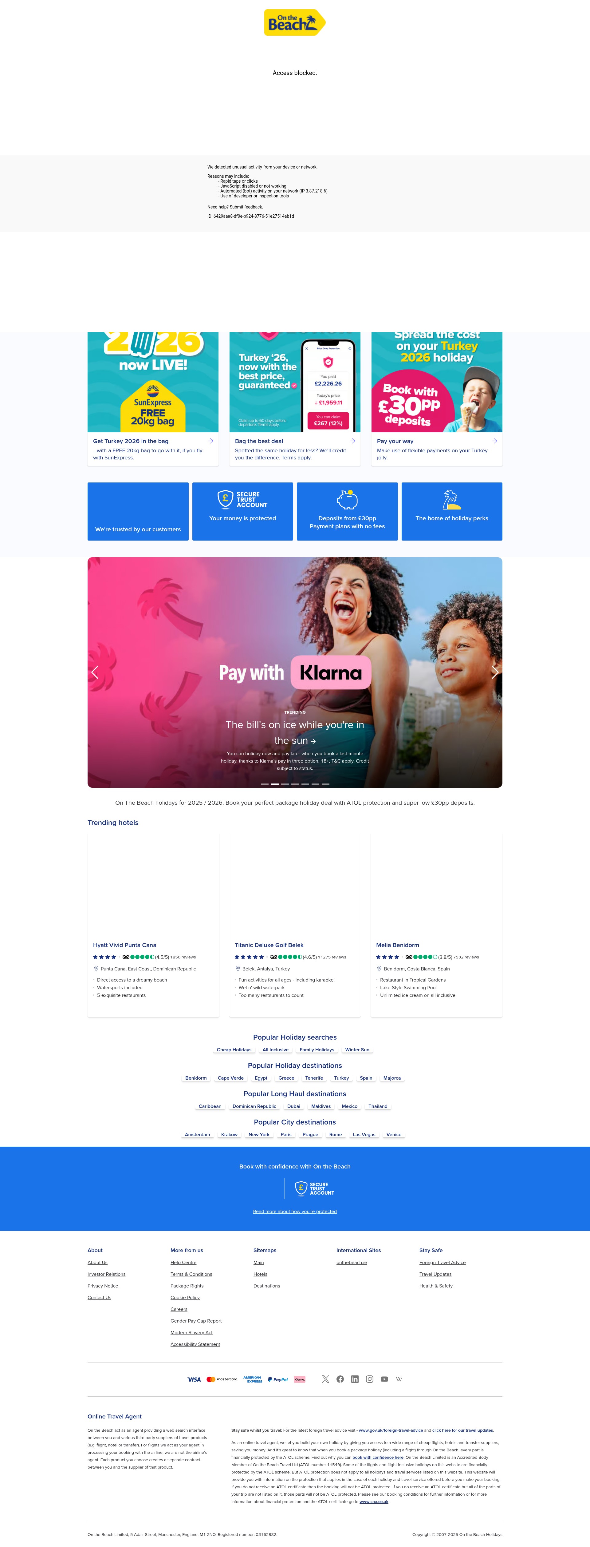 Screenshot of onthebeach.co.uk