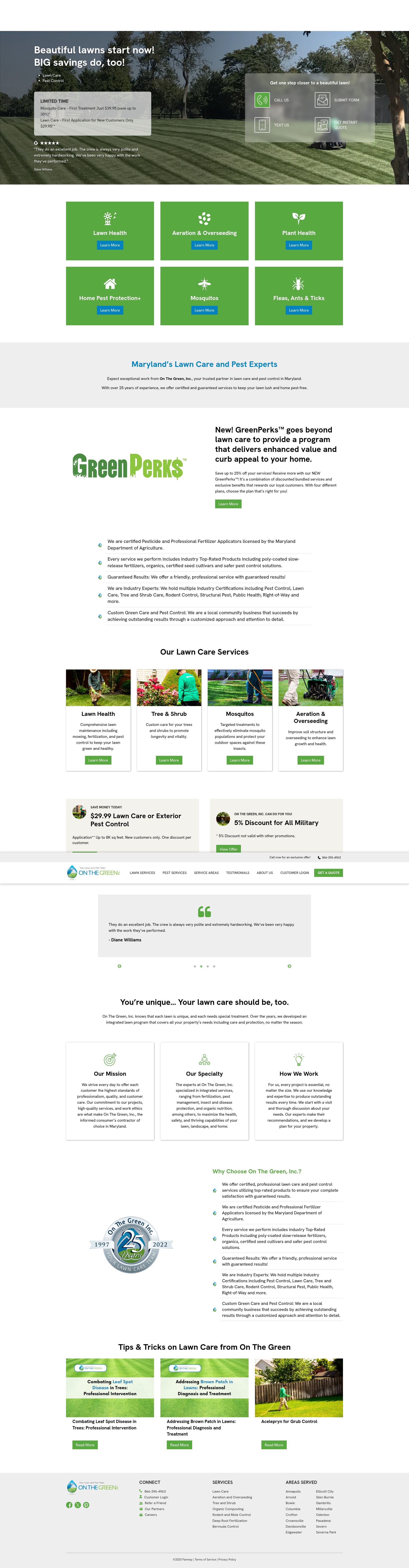 Screenshot of onthegreeninc.com