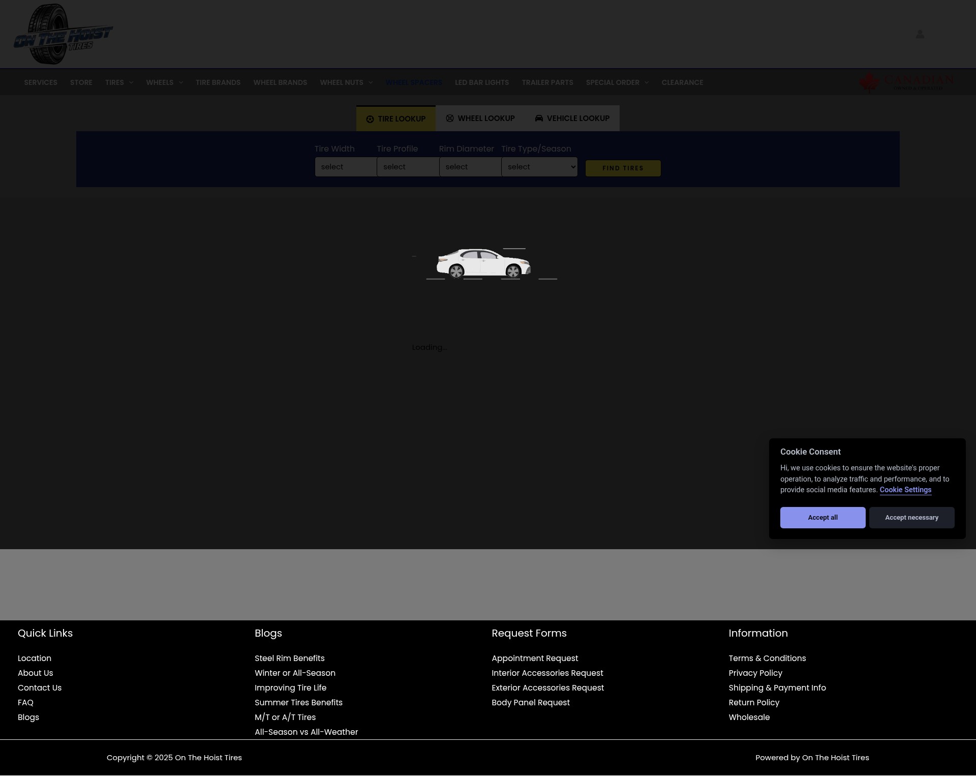 Screenshot of onthehoisttires.ca