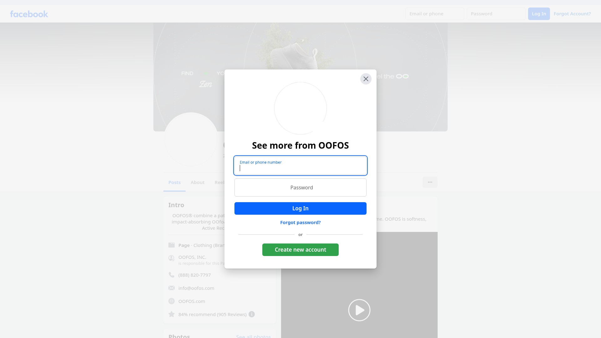 Screenshot of oofos.com
