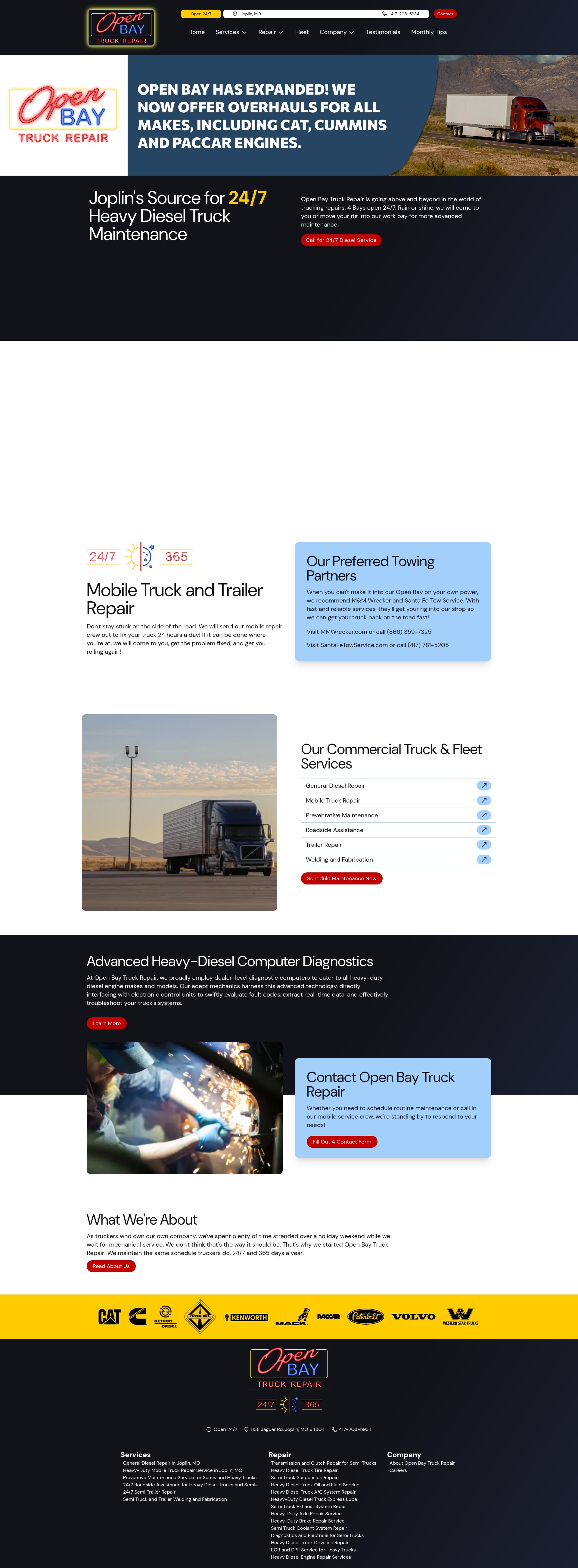 Screenshot of openbaytruckrepair.com