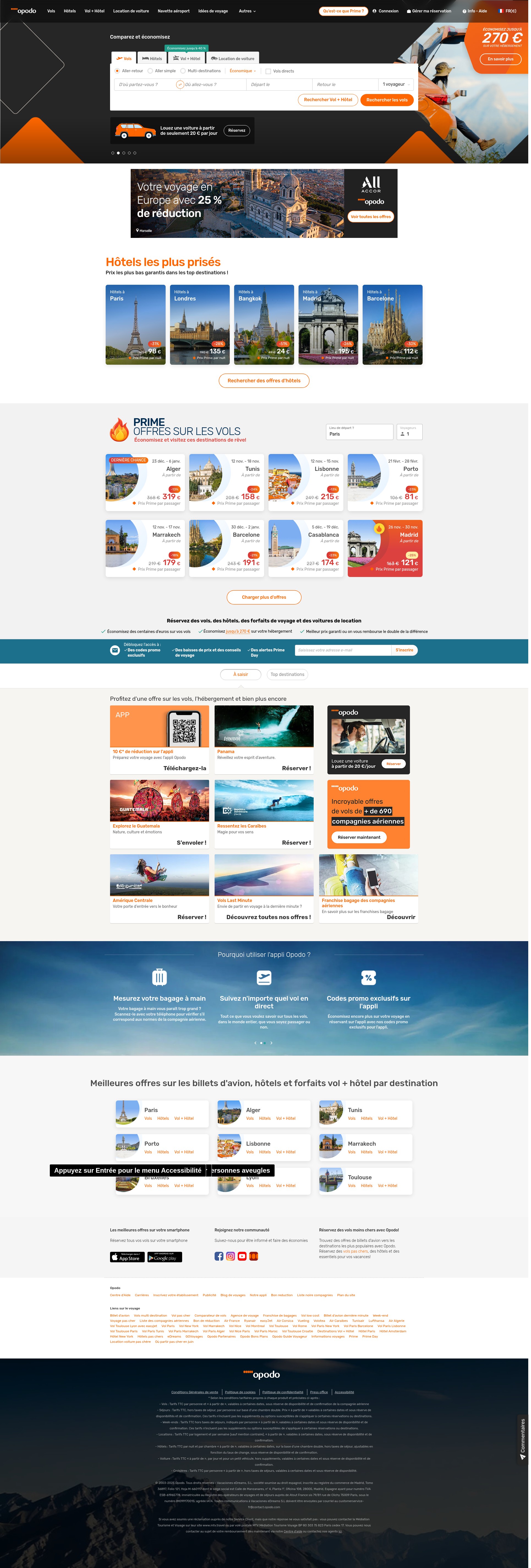 Screenshot of opodo.fr