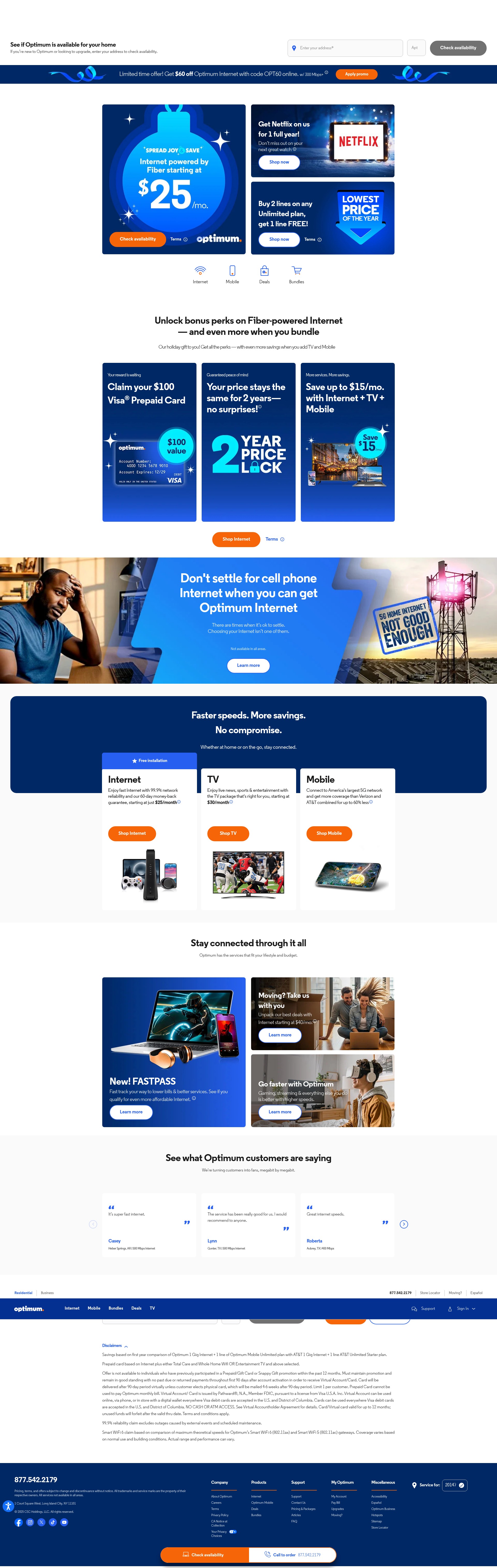 Screenshot of optimum.com