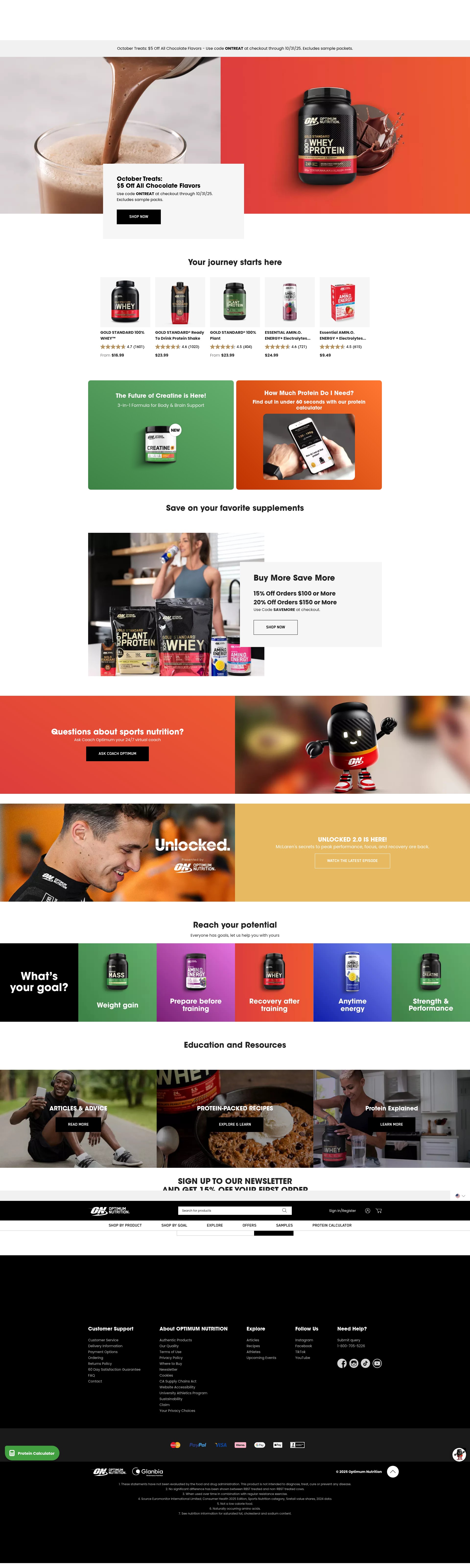 Screenshot of optimumnutrition.com