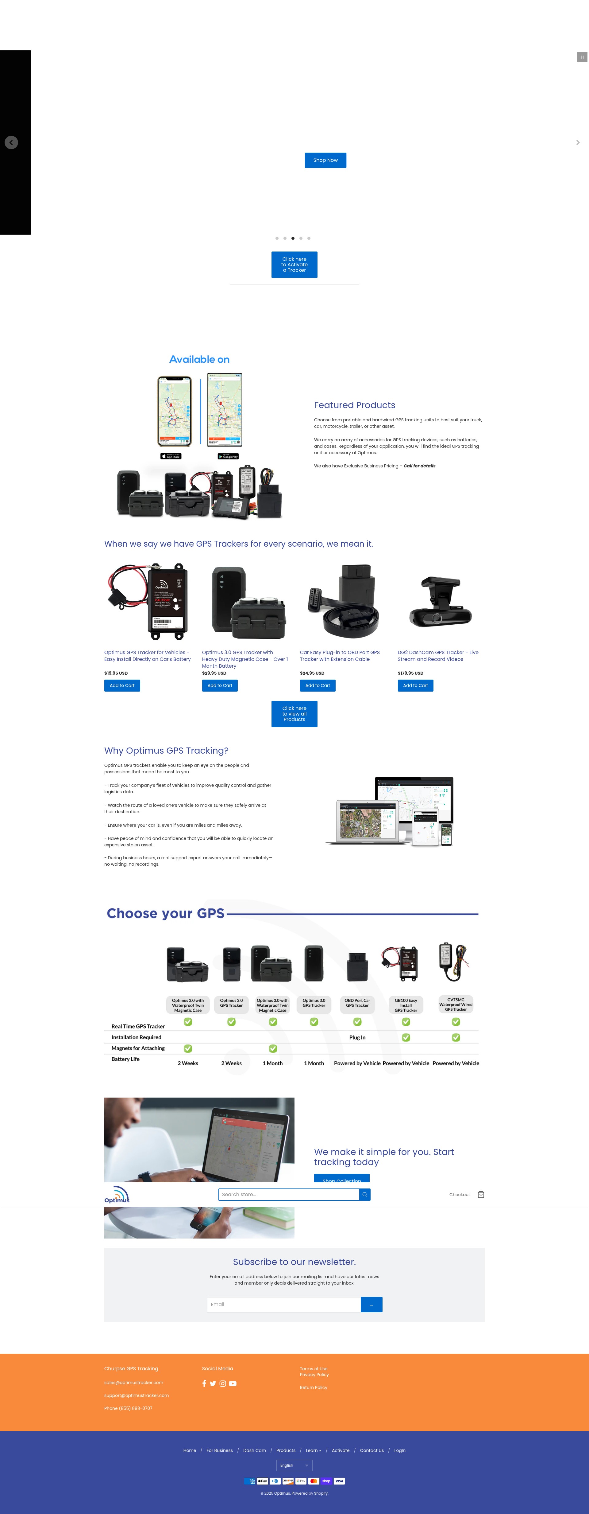 Screenshot of optimustracker.com