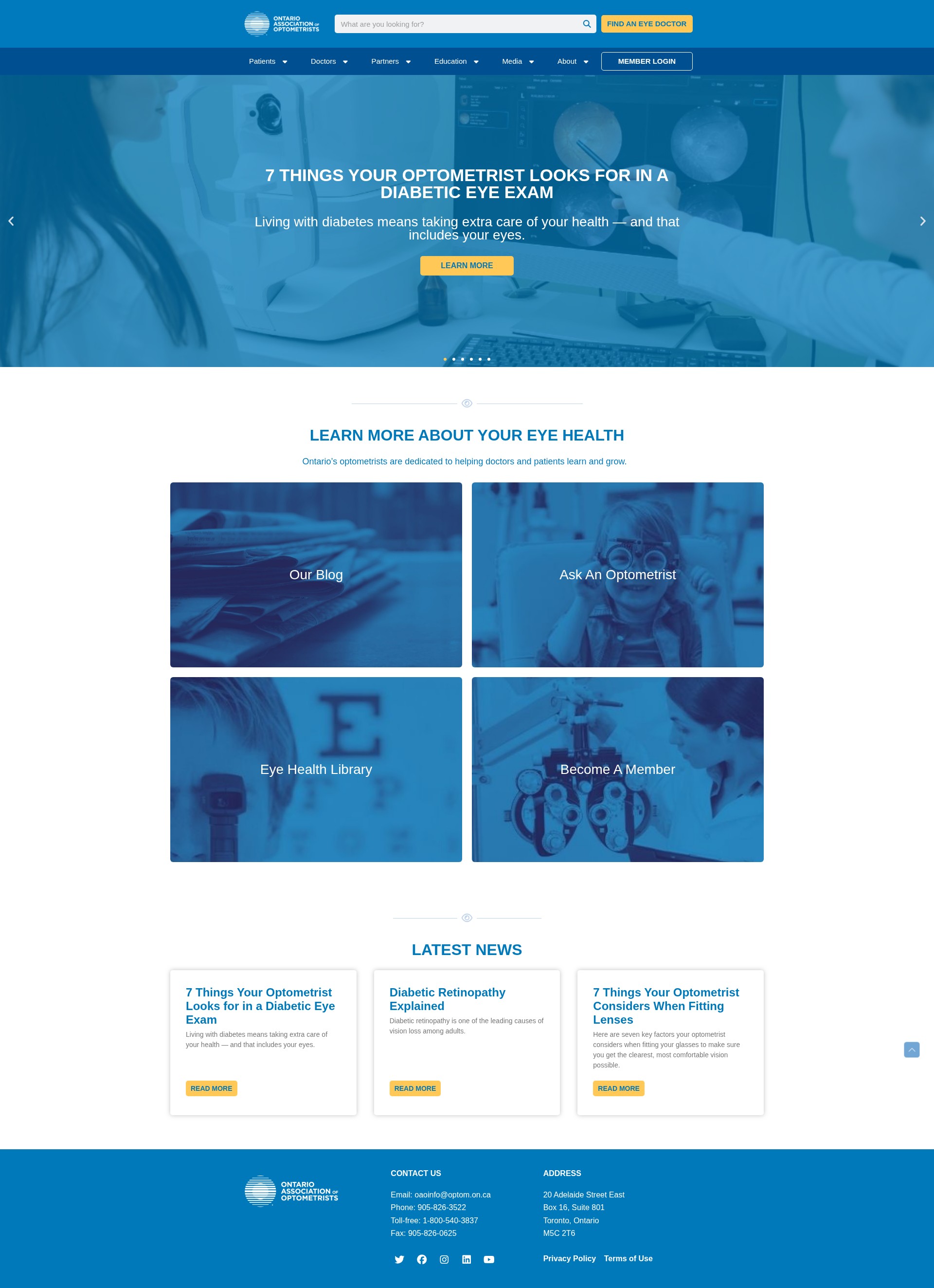 Screenshot of optom.on.ca