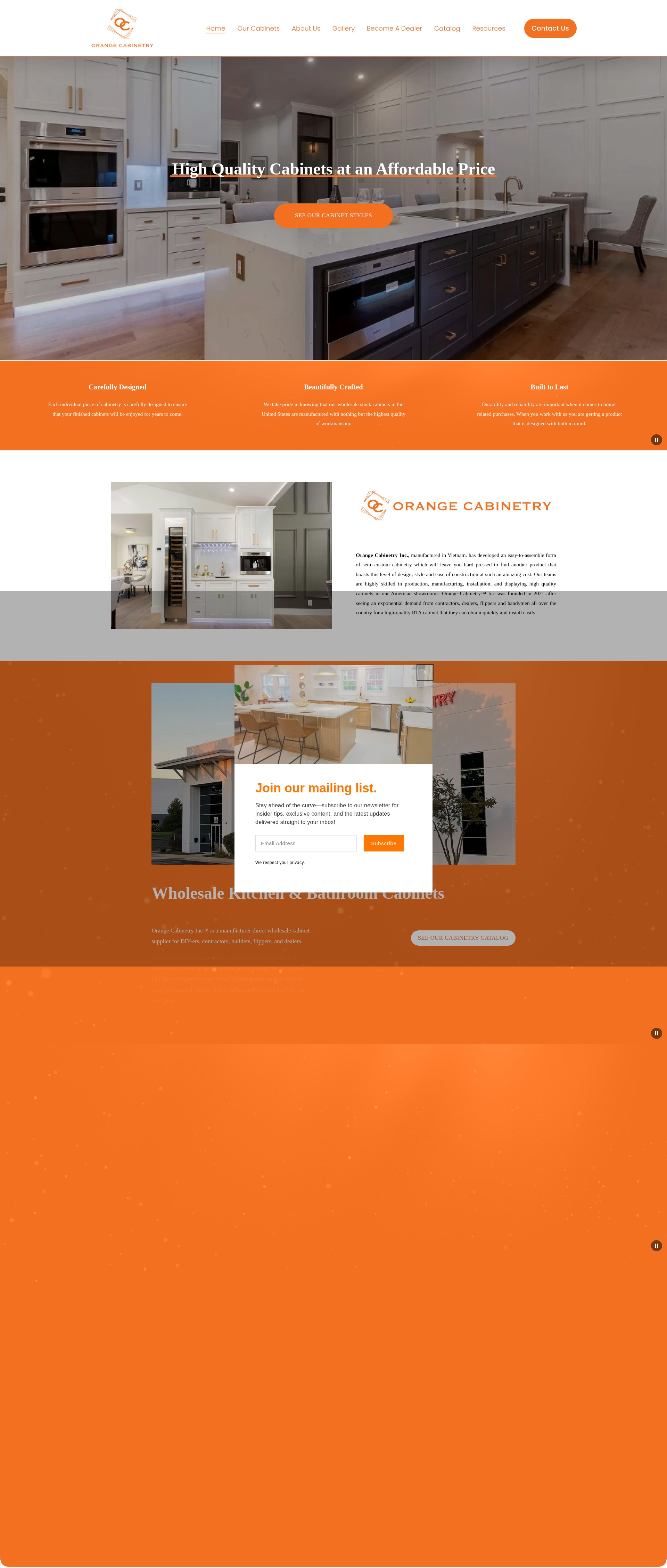 Screenshot of orangecabinetry.com
