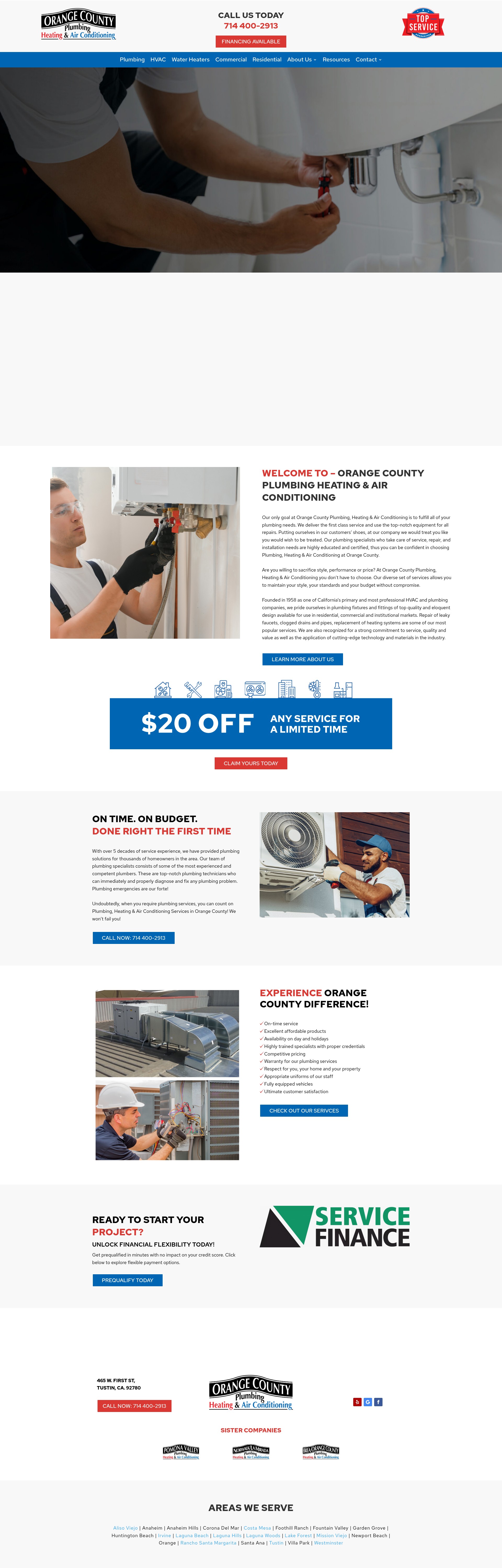 Screenshot of orangecountyplumbinghvac.com