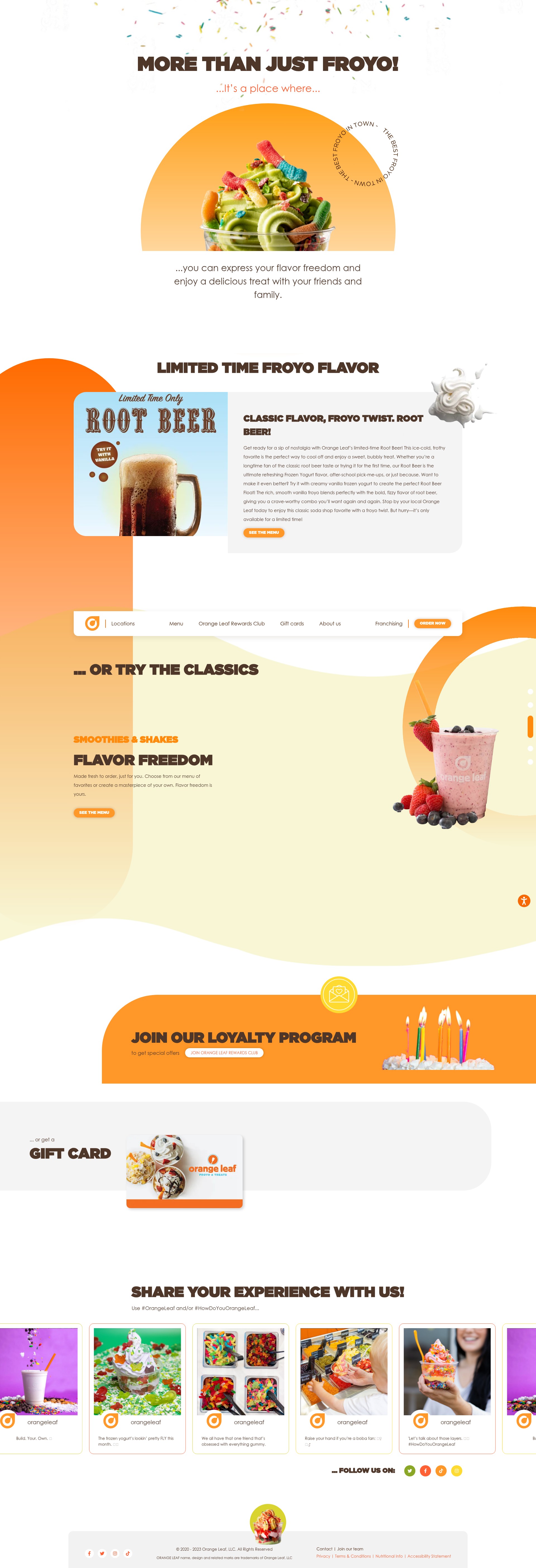Screenshot of orangeleafyogurt.com