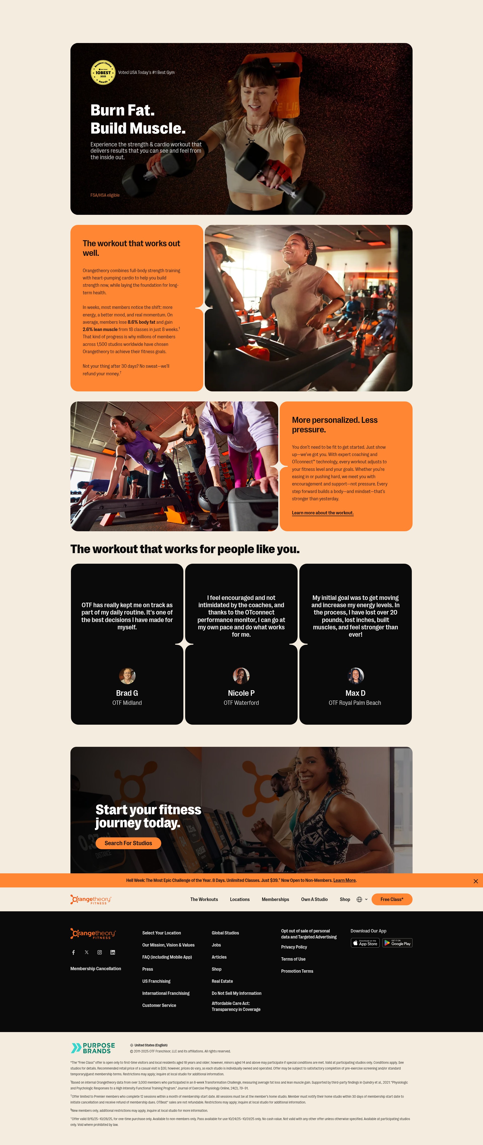 Screenshot of orangetheory.com