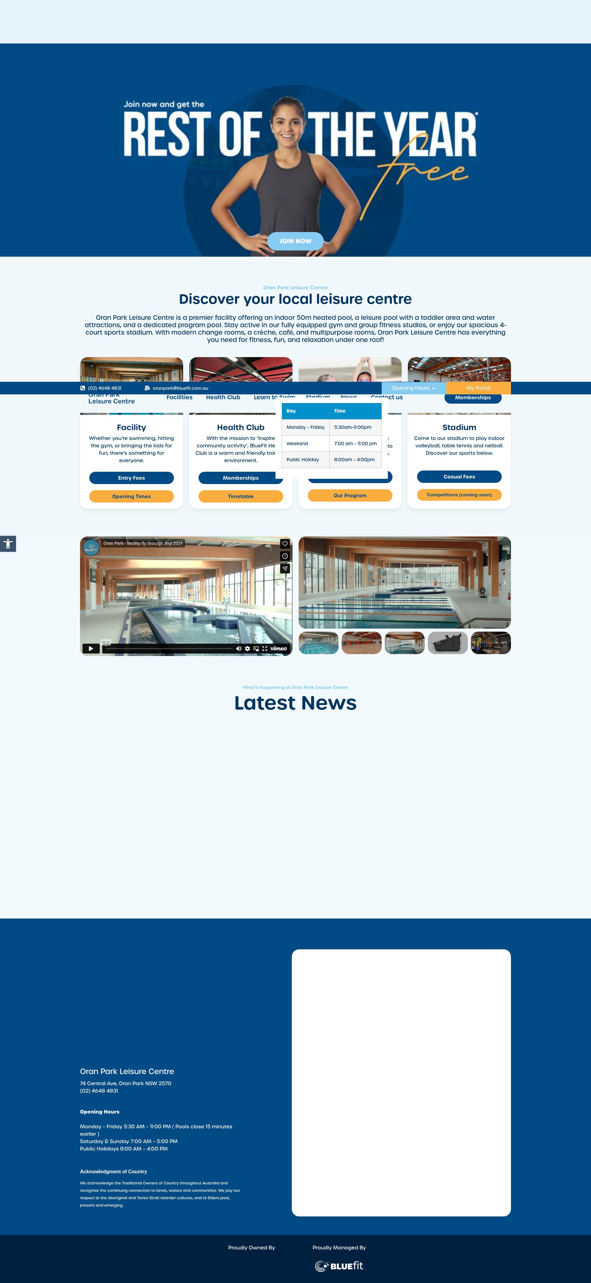 Screenshot of oranparkleisurecentre.com.au