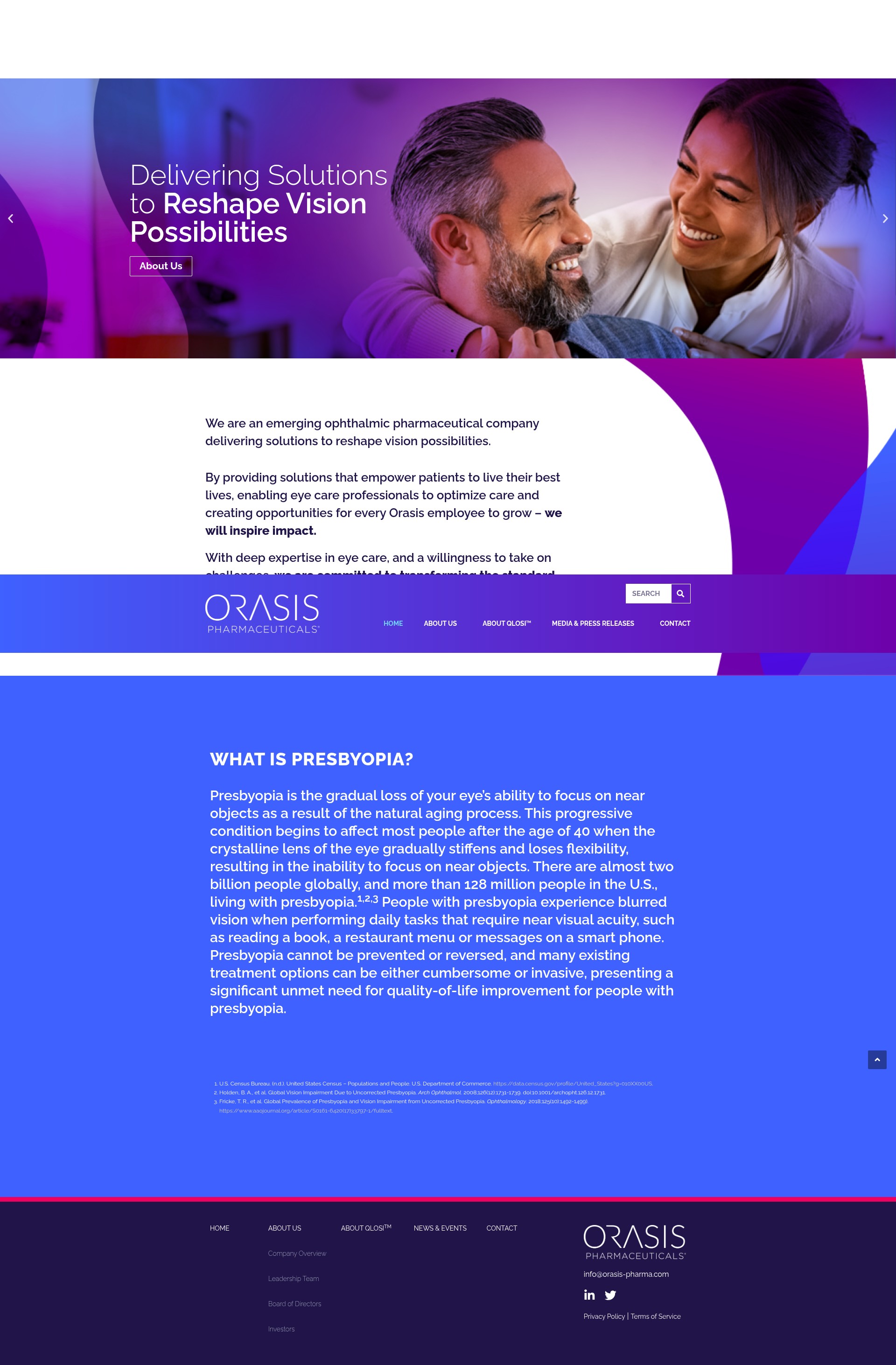 Screenshot of orasis-pharma.com