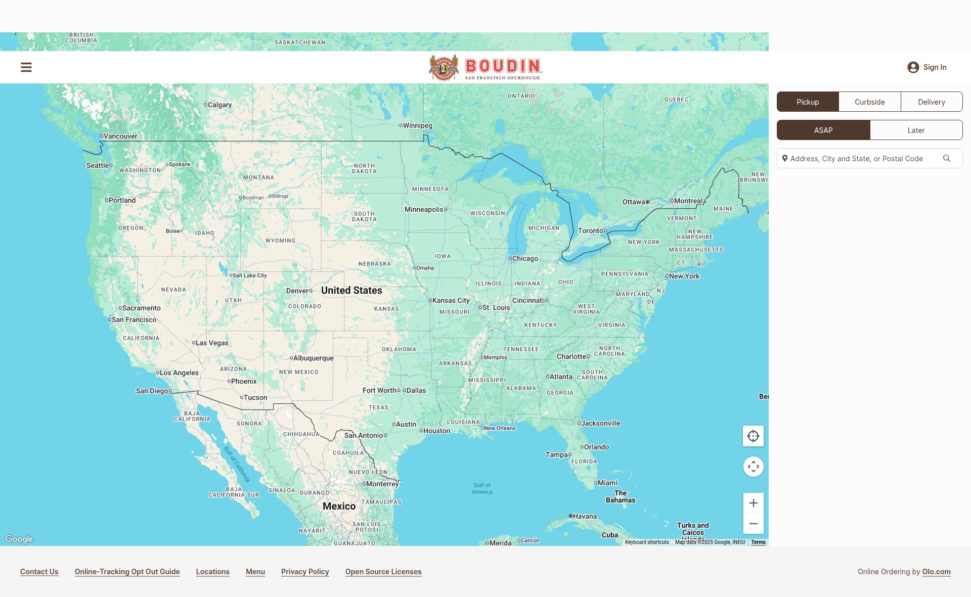 Screenshot of order.boudinbakery.com