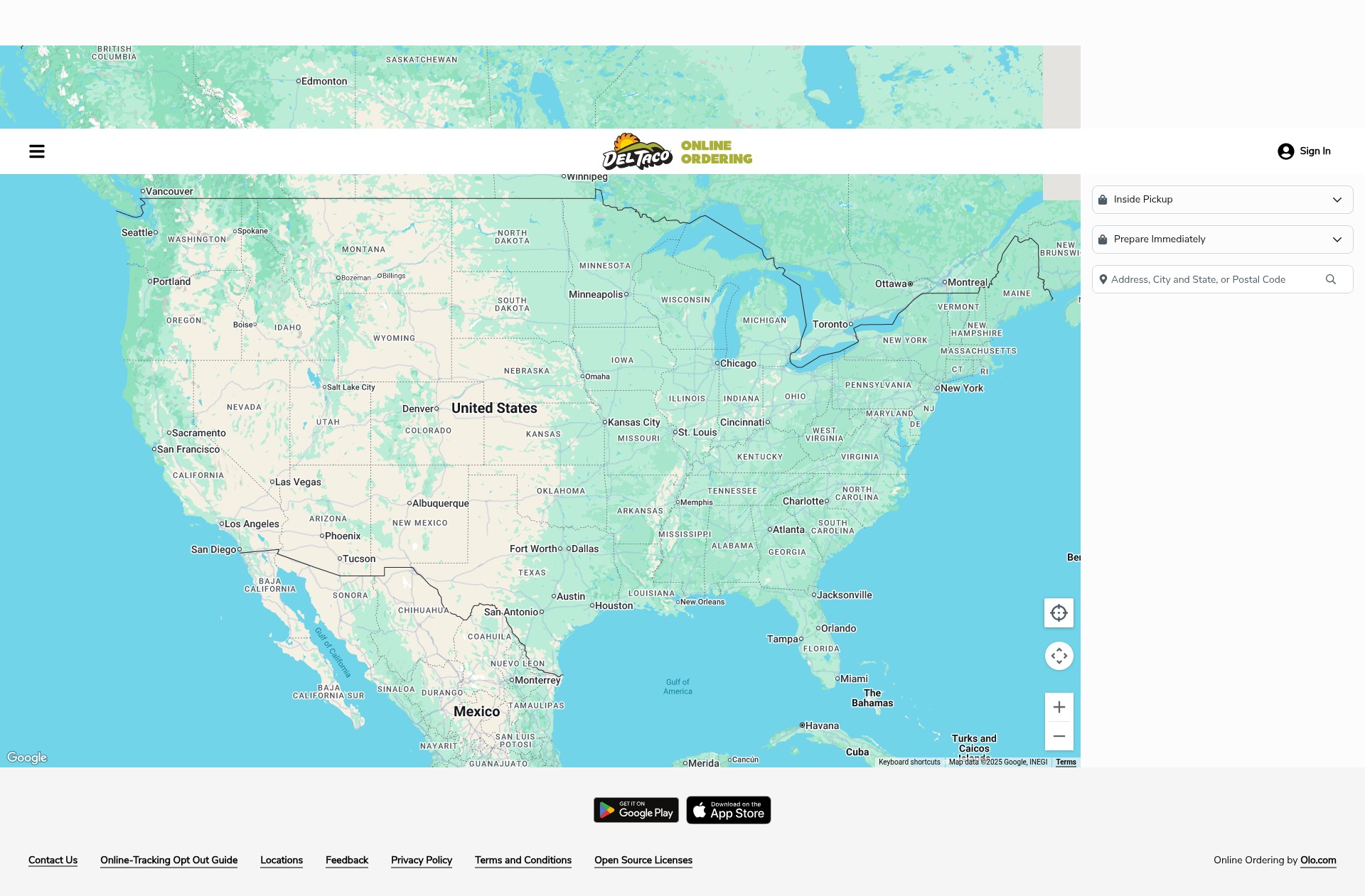Screenshot of order.deltaco.com