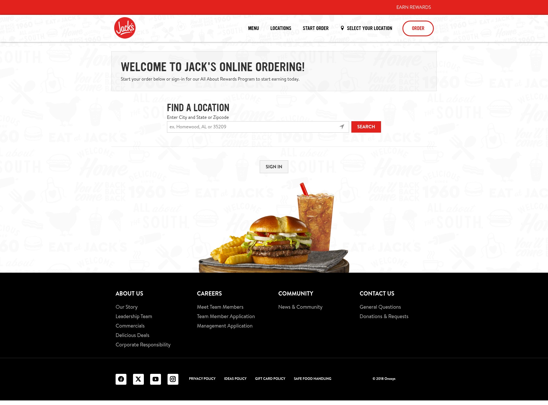 Screenshot of order.eatatjacks.com