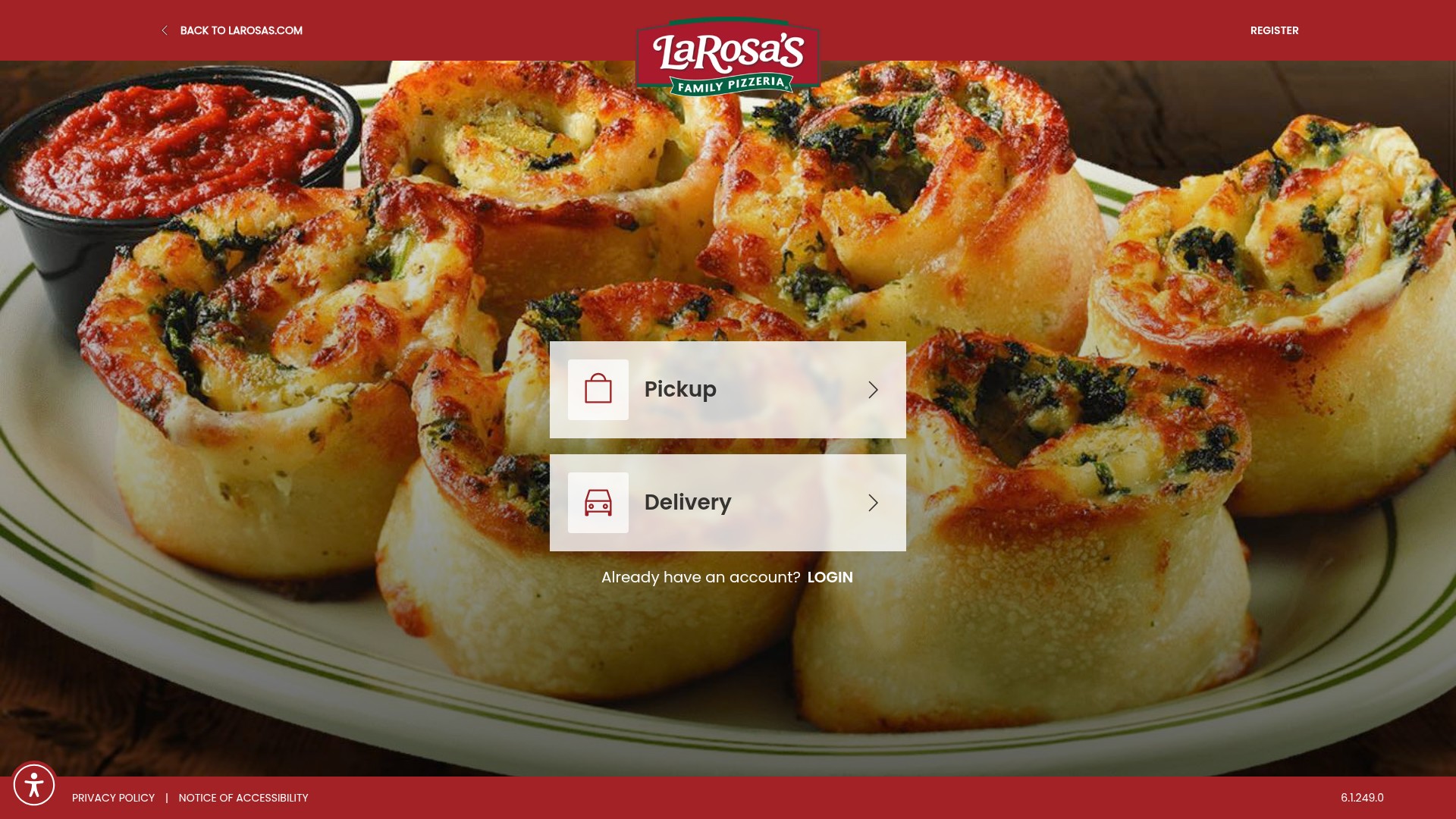 Screenshot of order.larosas.com